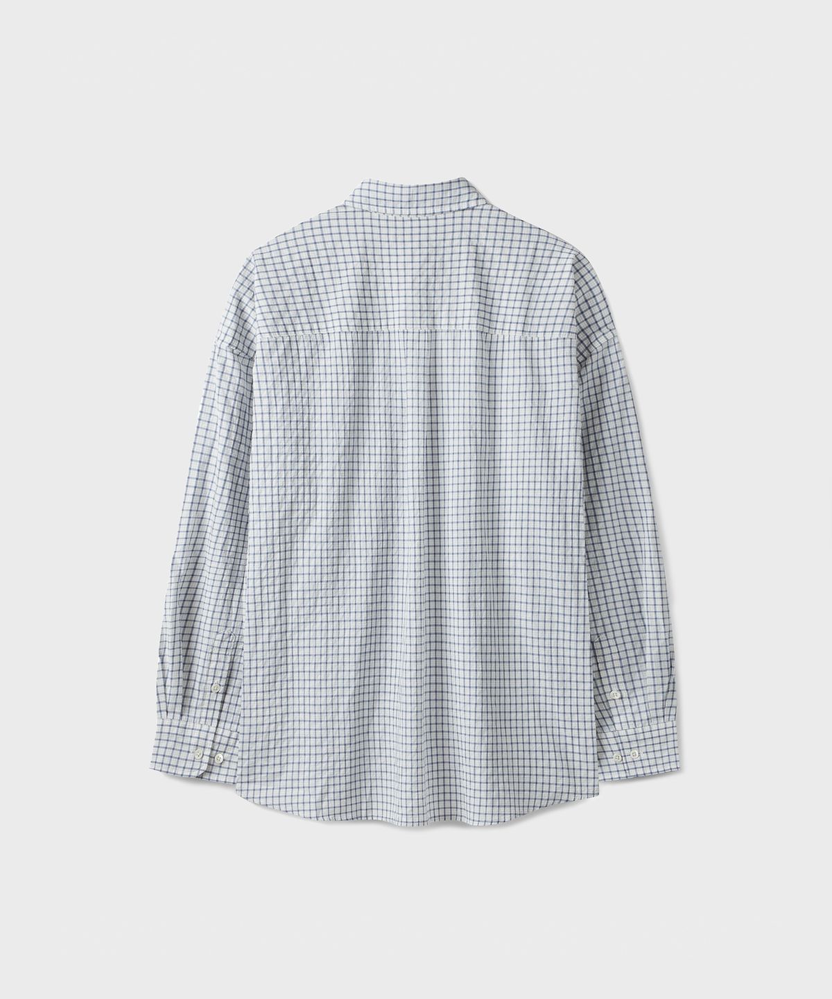 브랜디드(BRANDED) SQUARE OVERSIZED CHECK SHIRT [WHITE BLUE]