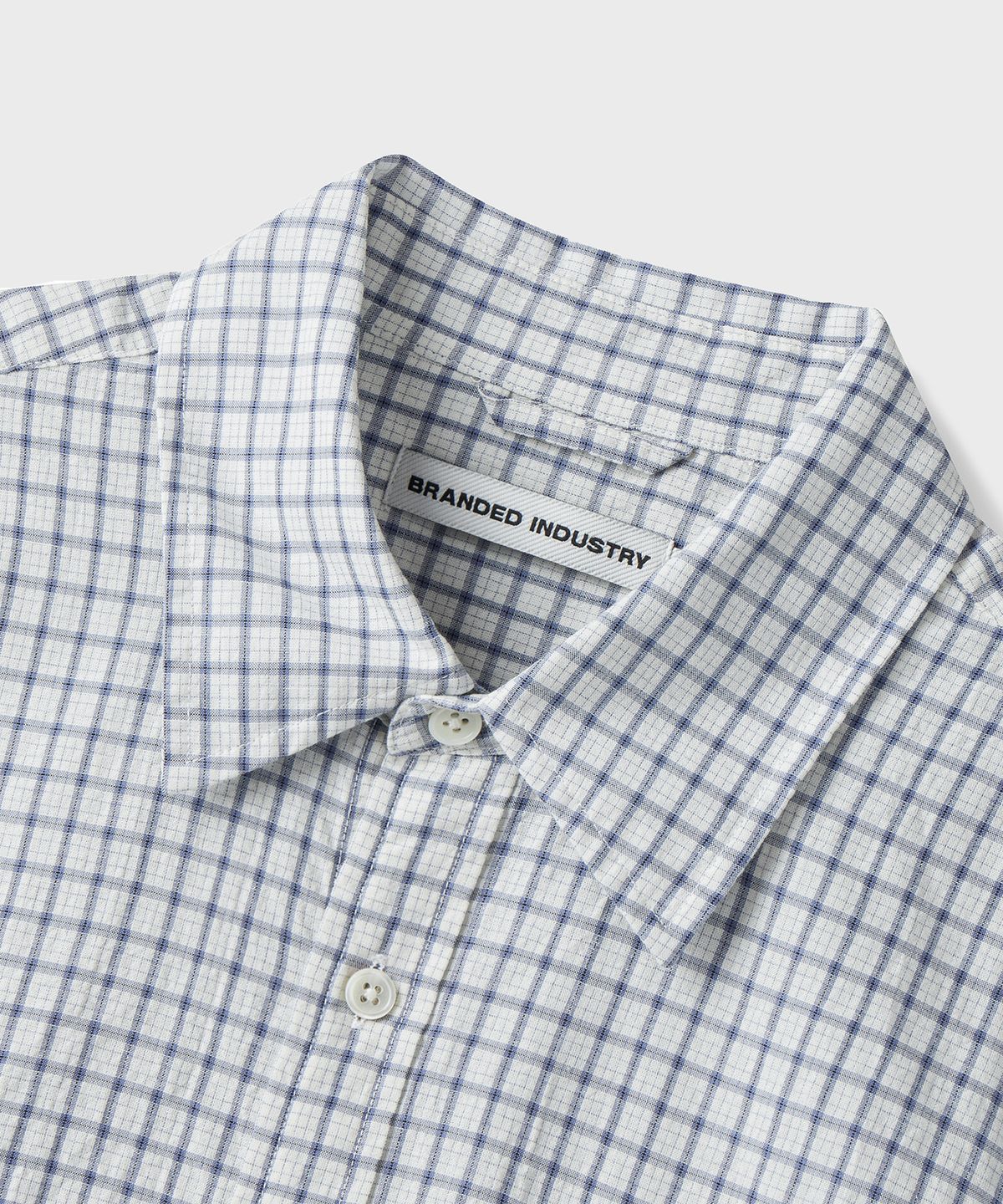 브랜디드(BRANDED) SQUARE OVERSIZED CHECK SHIRT [WHITE BLUE]
