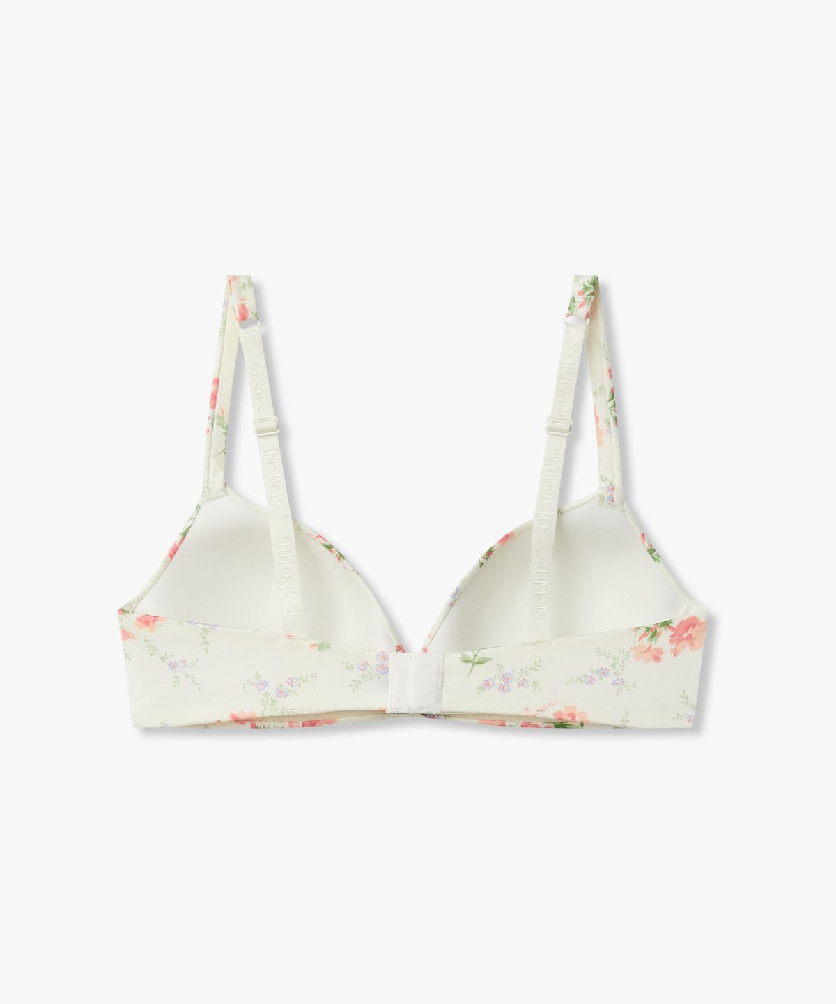 엠포리오 아르마니 언더웨어(EMPORIO ARMANI UNDERWEAR) 여성 로고 앤 플라워 패디드 트라이앵글 브라_화이트 0826181517