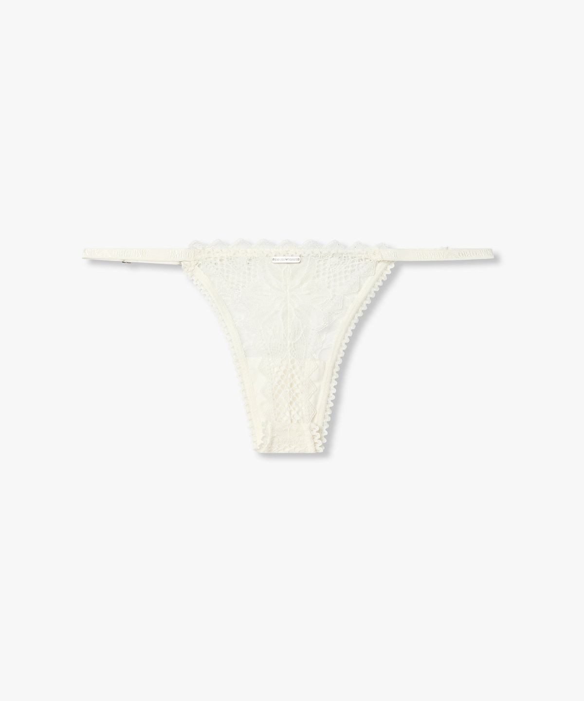 엠포리오 아르마니 언더웨어(EMPORIO ARMANI UNDERWEAR) 여성 플로럴 레이스 스트랩 티팬티_화이트 0826110501