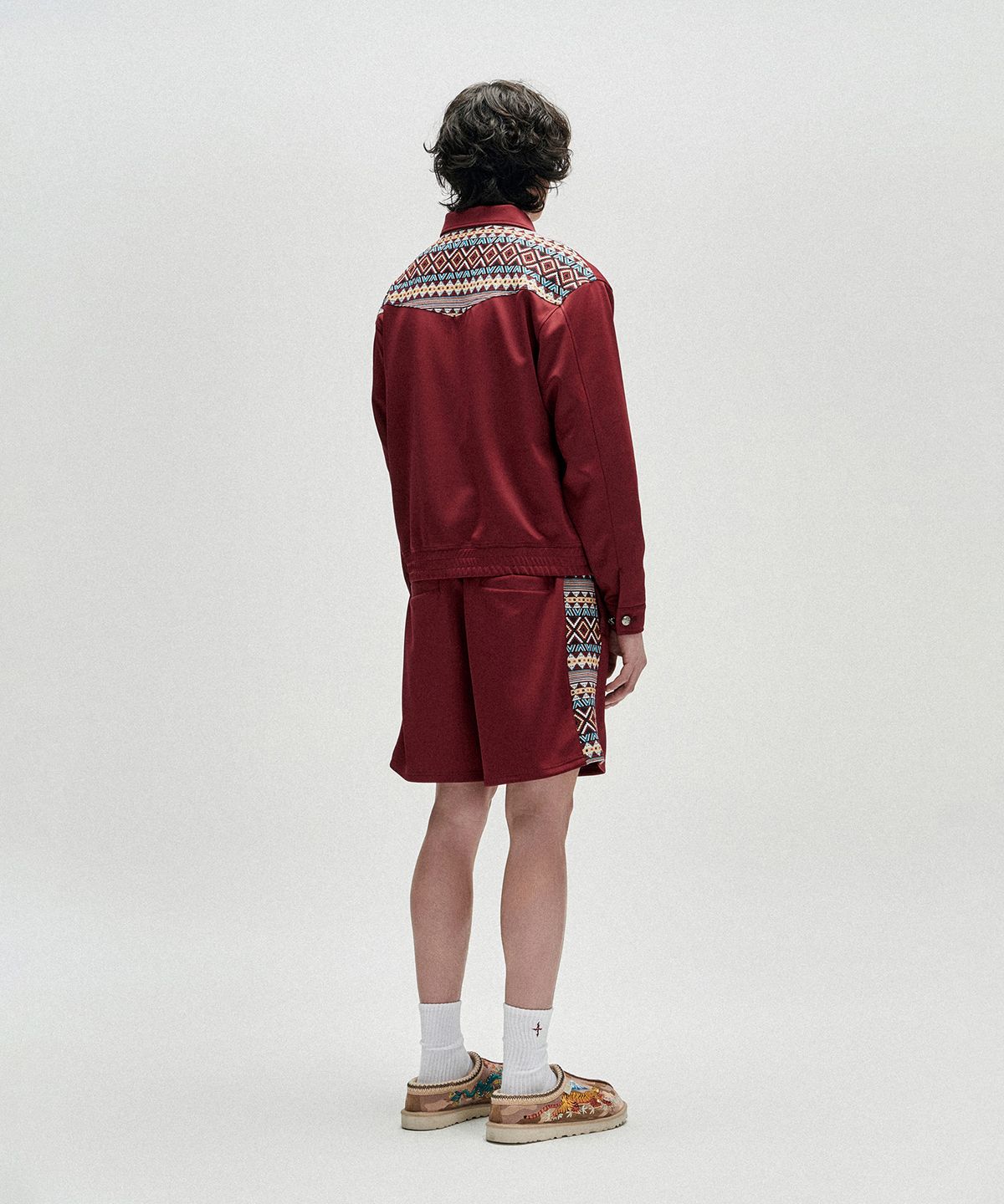 낫포너드(NOT4NERD) Tribal Jacquard Side Panel Shorts - Red