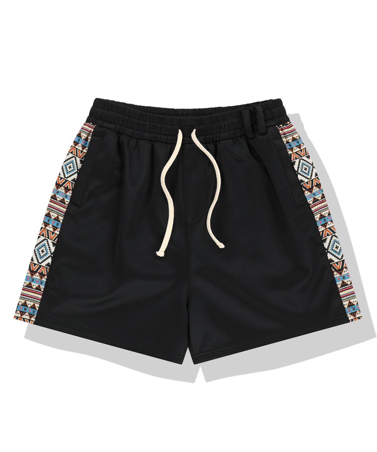 낫포너드(NOT4NERD) Tribal Jacquard Side Panel Shorts - Black