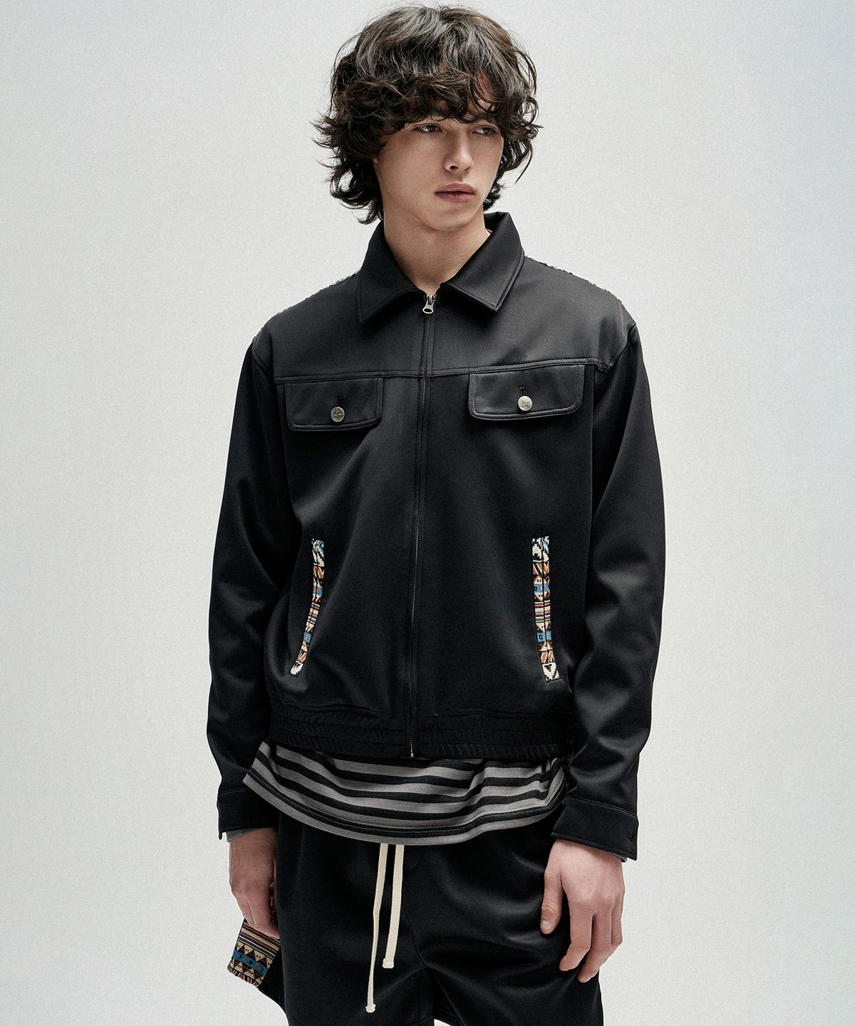 낫포너드(NOT4NERD) Tribal Jacquard Drizzler Jacket - Black