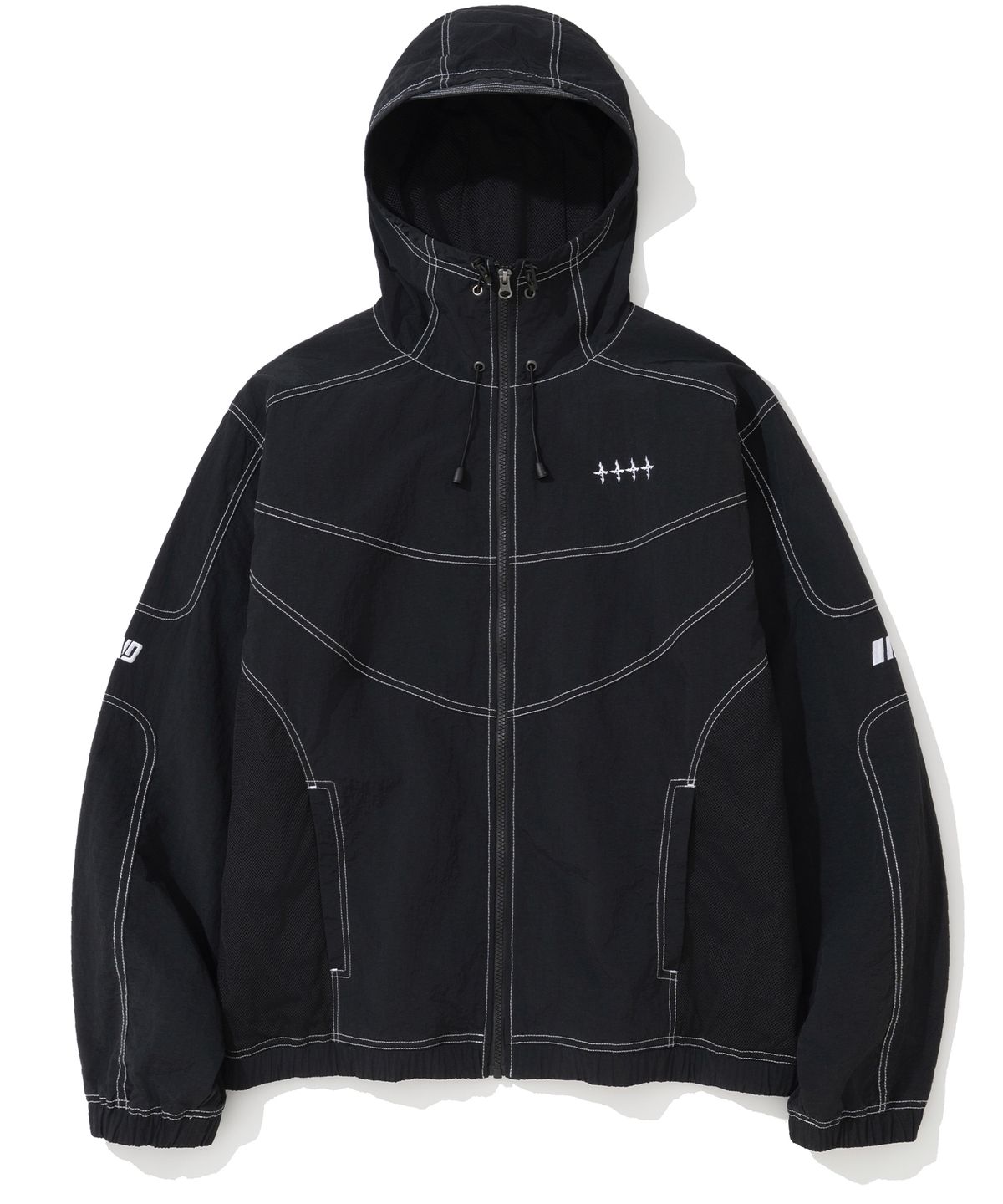 낫포너드(NOT4NERD) Segment Line Nylon Windbreaker Jacket - Black
