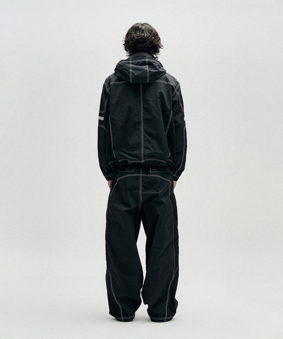 낫포너드(NOT4NERD) Segment Line Nylon Windbreaker Jacket - Black