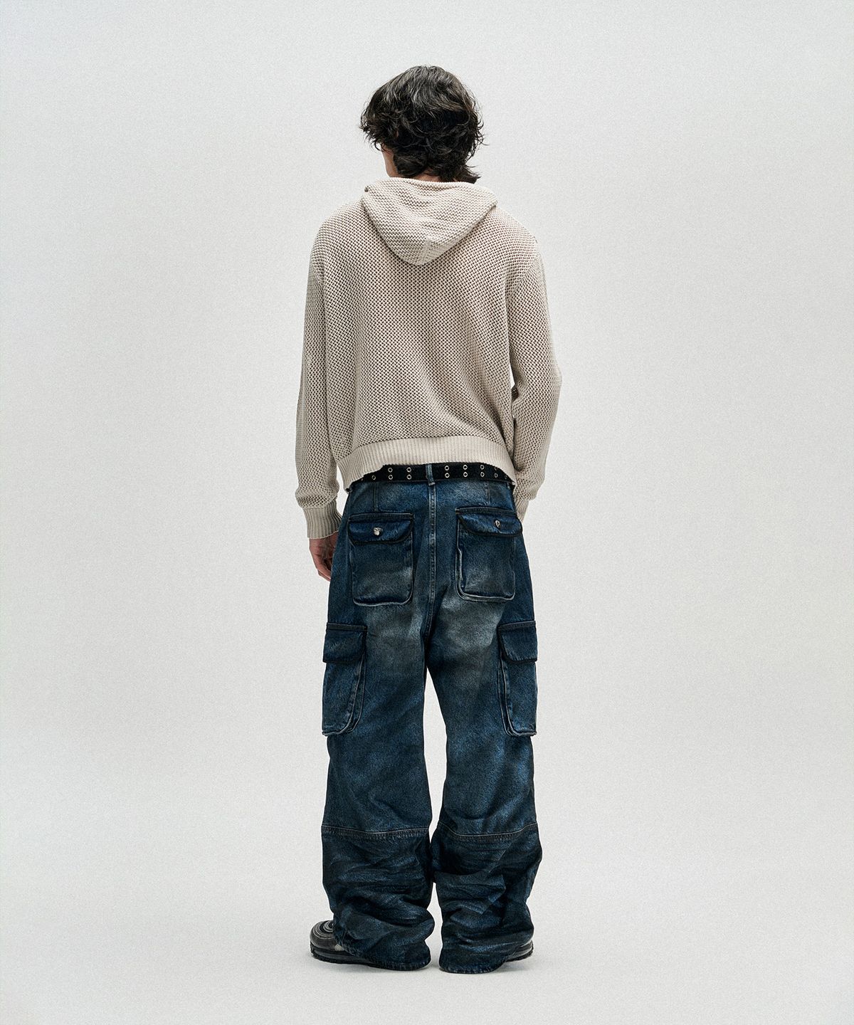 낫포너드(NOT4NERD) Candle Crochet Knit Hood Zip Up - Beige
