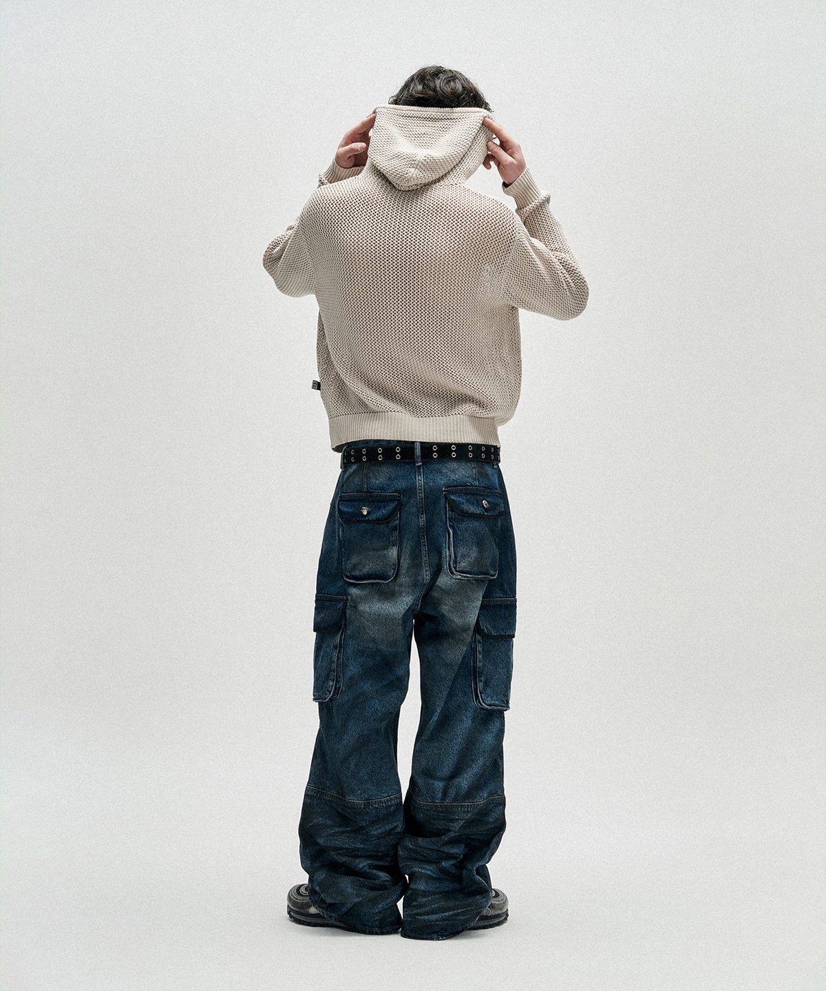 낫포너드(NOT4NERD) Candle Crochet Knit Hood Zip Up - Beige