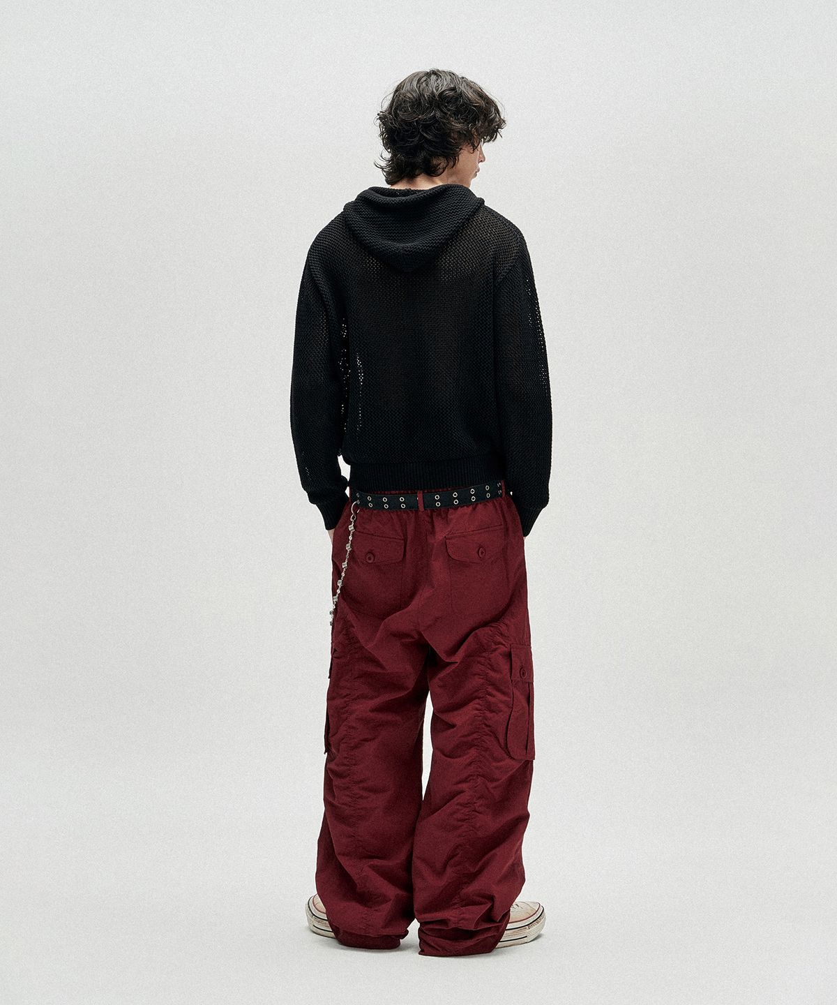 낫포너드(NOT4NERD) Candle Crochet Knit Hood Zip Up - Black