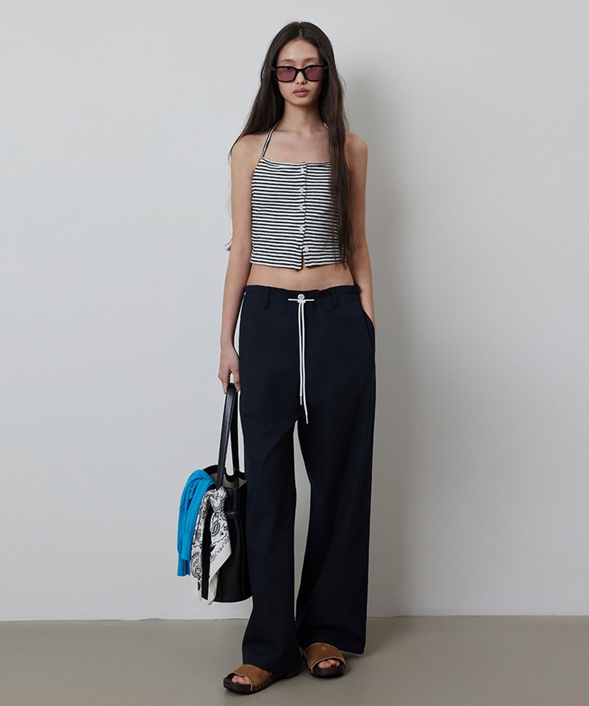 퀸스래빗(Q'SRB) Cotton Linen String Wide Pants