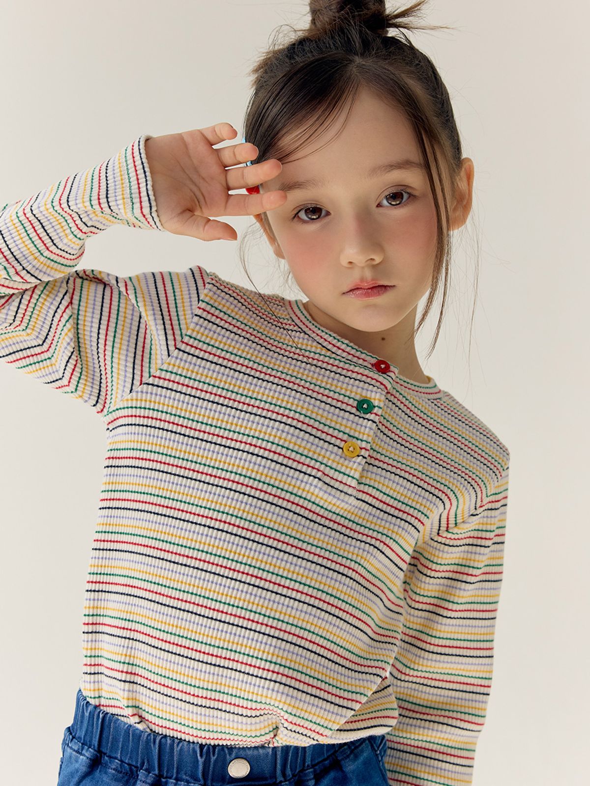 베베테일러(BEBETAILOR) 레인보우 골지 티셔츠