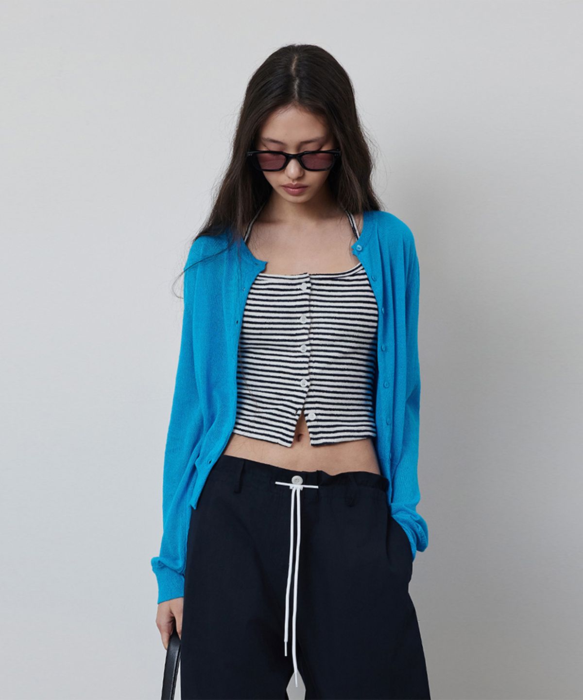 퀸스래빗(Q'SRB) Linen Button Round Cardigan