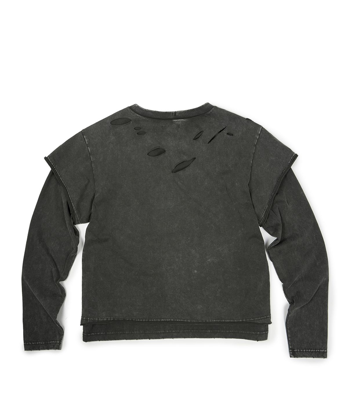 이티씨이(ETCE) DAMAGE LAYERED L/S TEE (CHARCOAL)