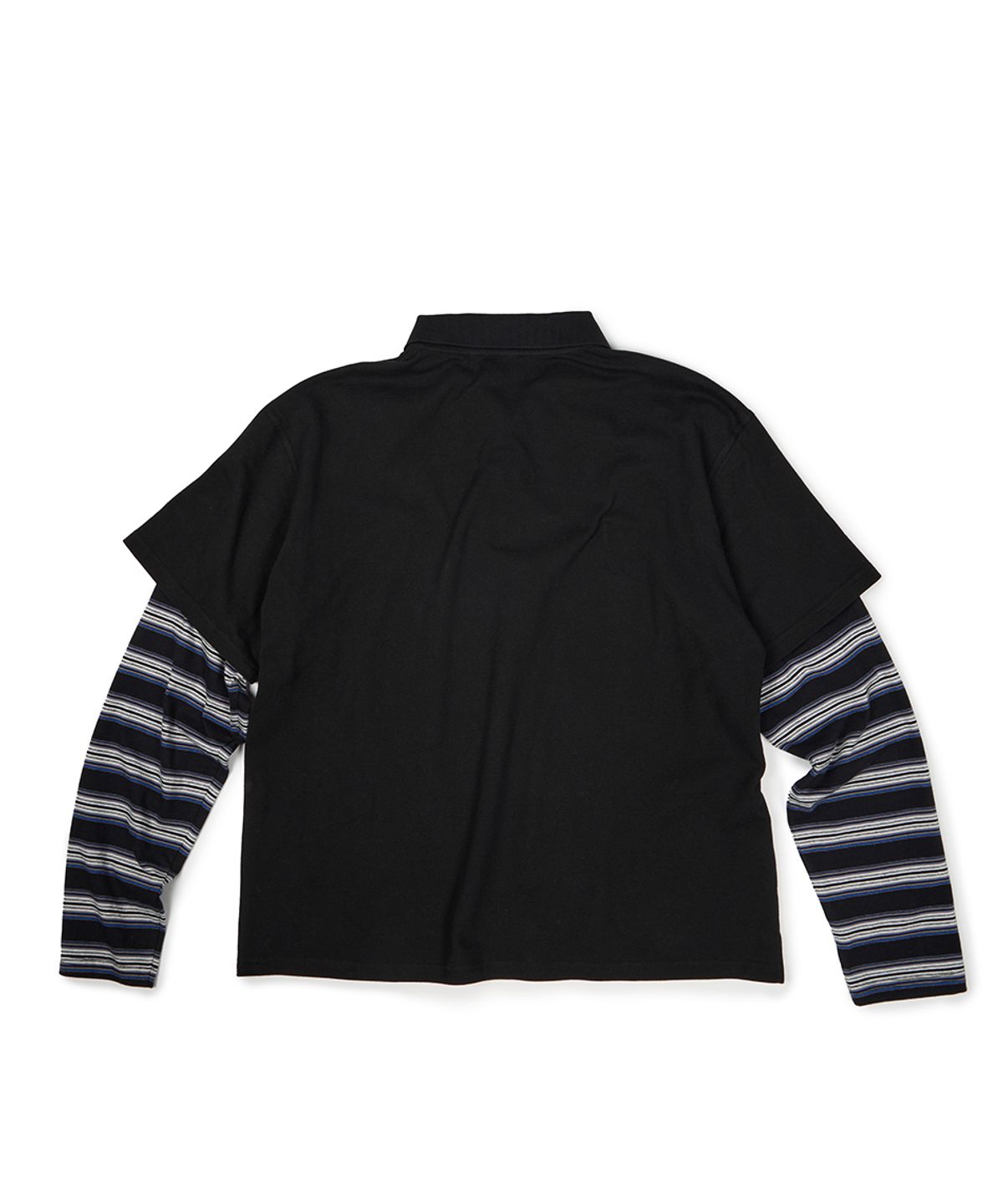 이티씨이(ETCE) (BASE) LAYERED STRIPE POLO L/S TEE (NAVY)