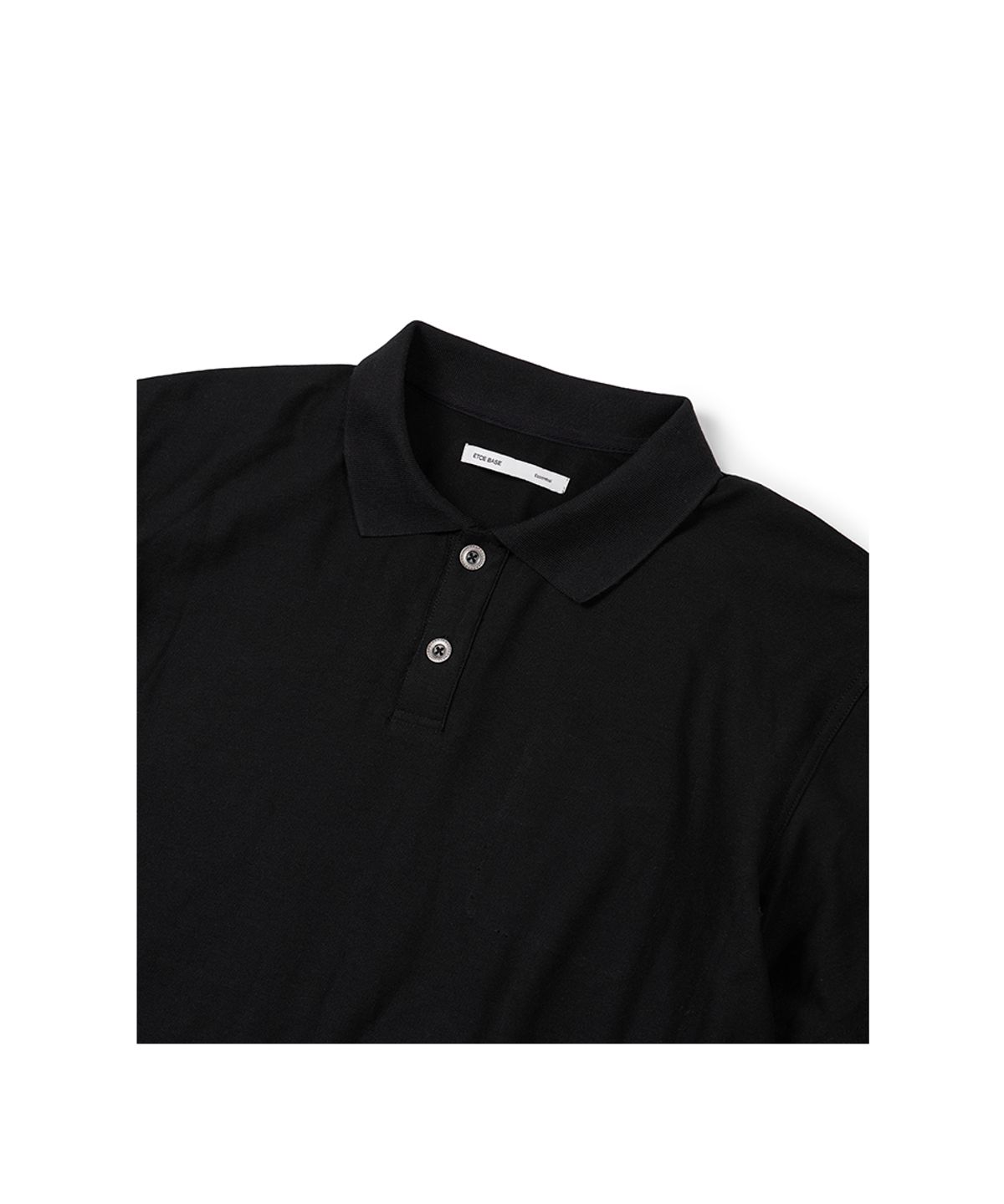 이티씨이(ETCE) (BASE) LAYERED STRIPE POLO L/S TEE (BLACK)