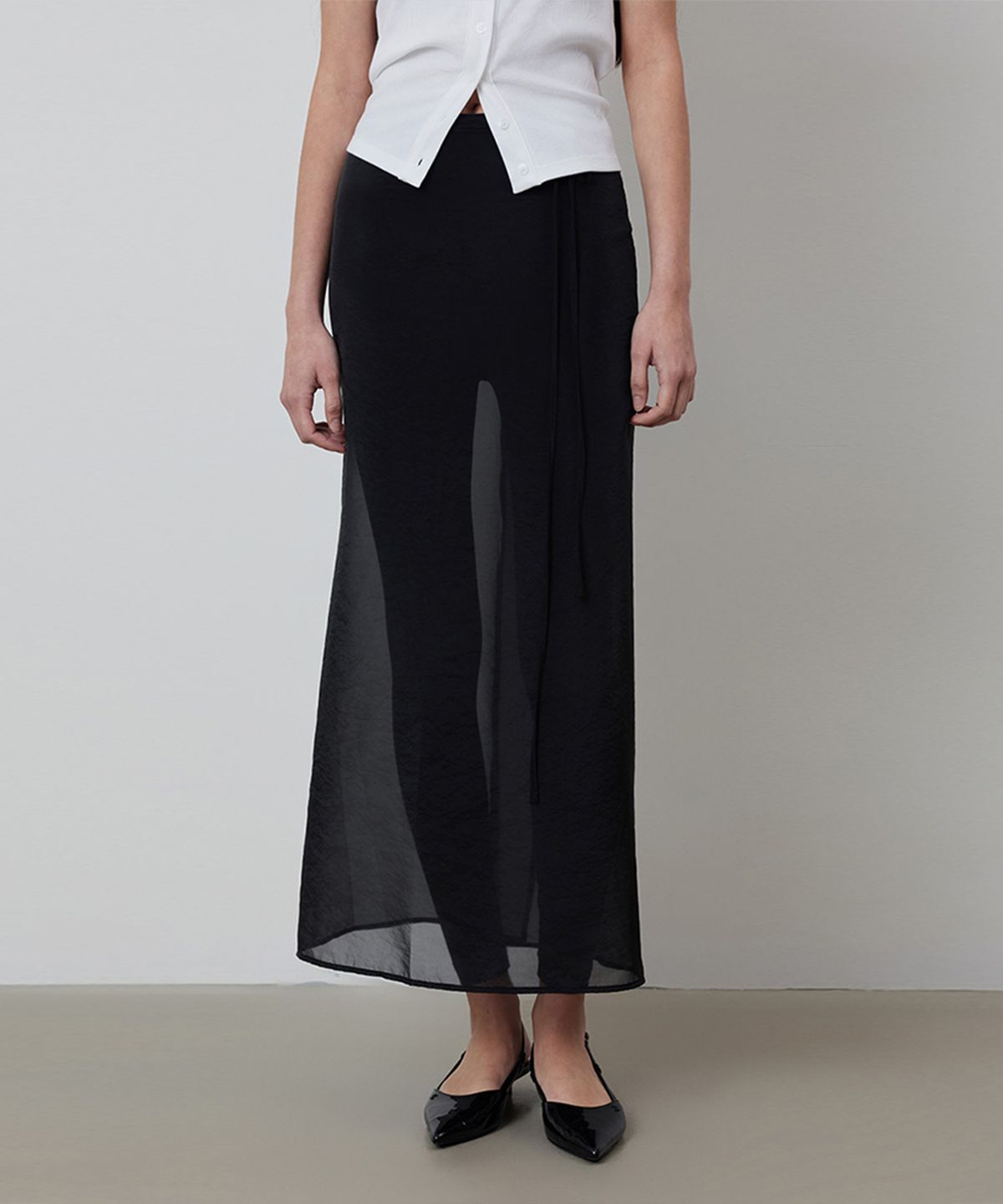 퀸스래빗(Q'SRB) See-through Wrap Layered Skirt
