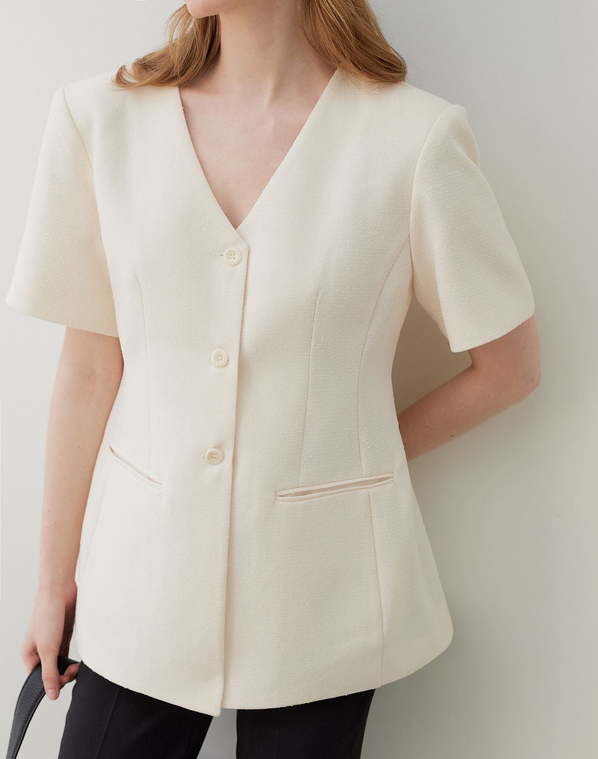 누토프(NUTOFFE) Line Tweed Jacket_Cream