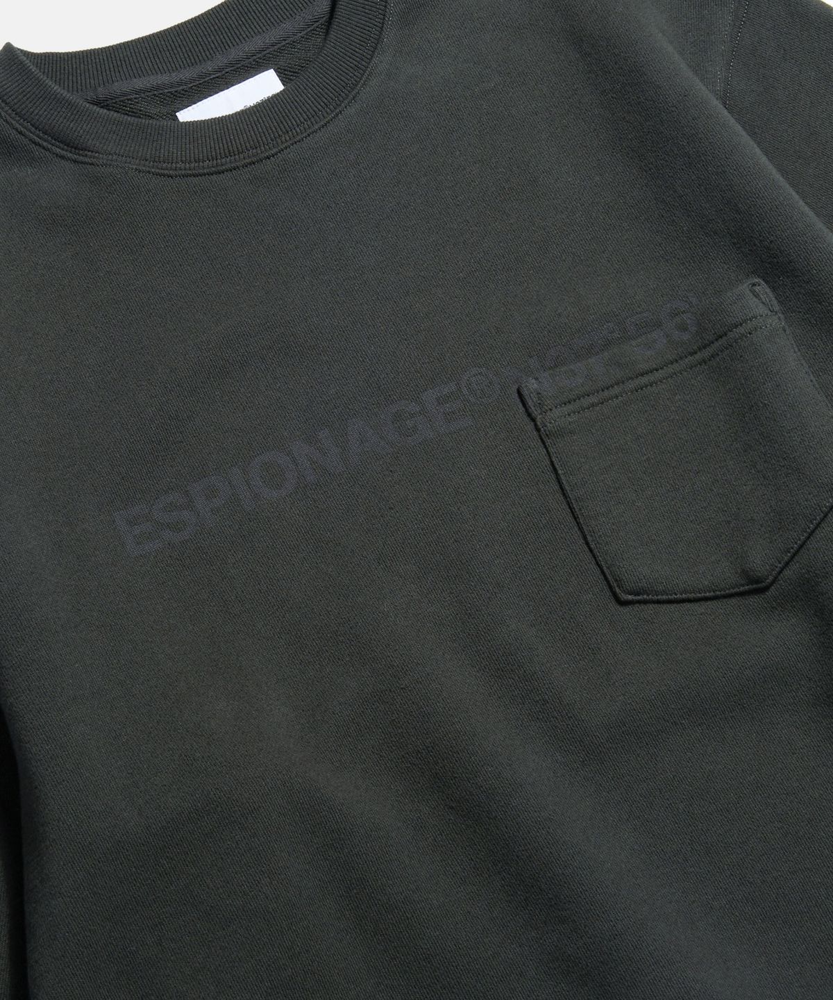 에스피오나지(ESPIONAGE) Faded Logo Pocket VTG Sweatshirt Vintage Black
