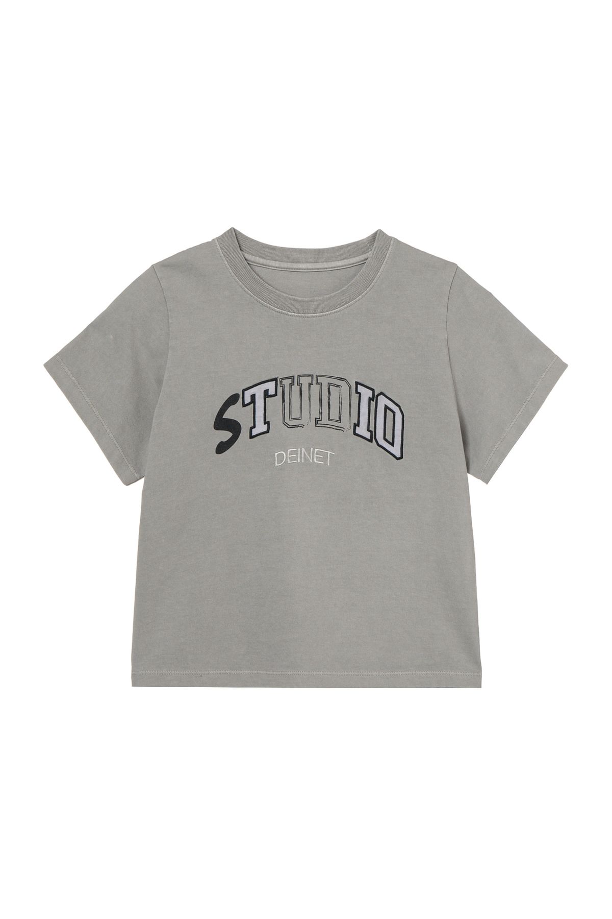 다이닛(DEINET) STUDIO PIGMENT CROP T-SHIRT IN GREY