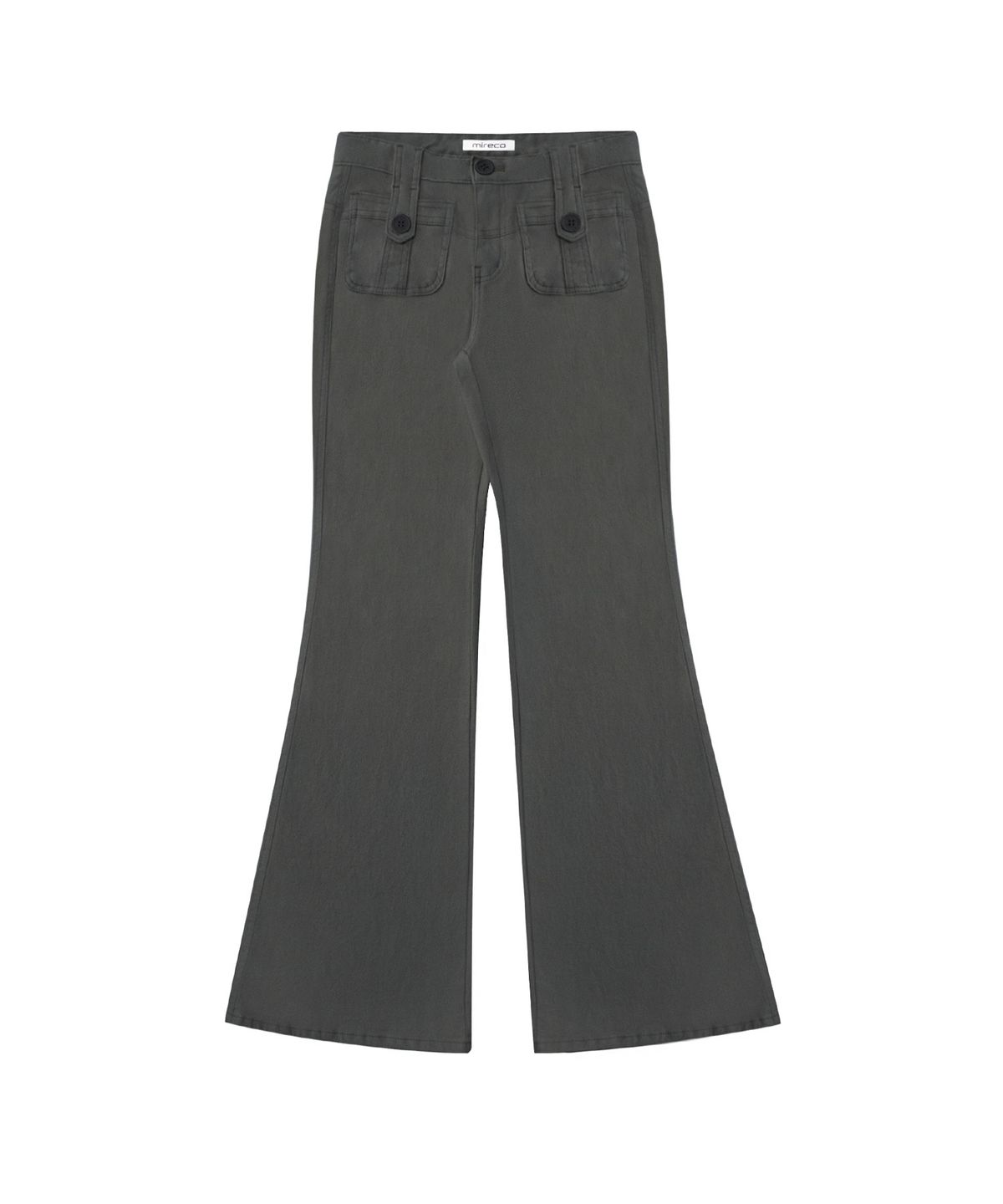 미레코(MIRECO) BUTTON POCKET BOOTCUT PT CHARCOAL