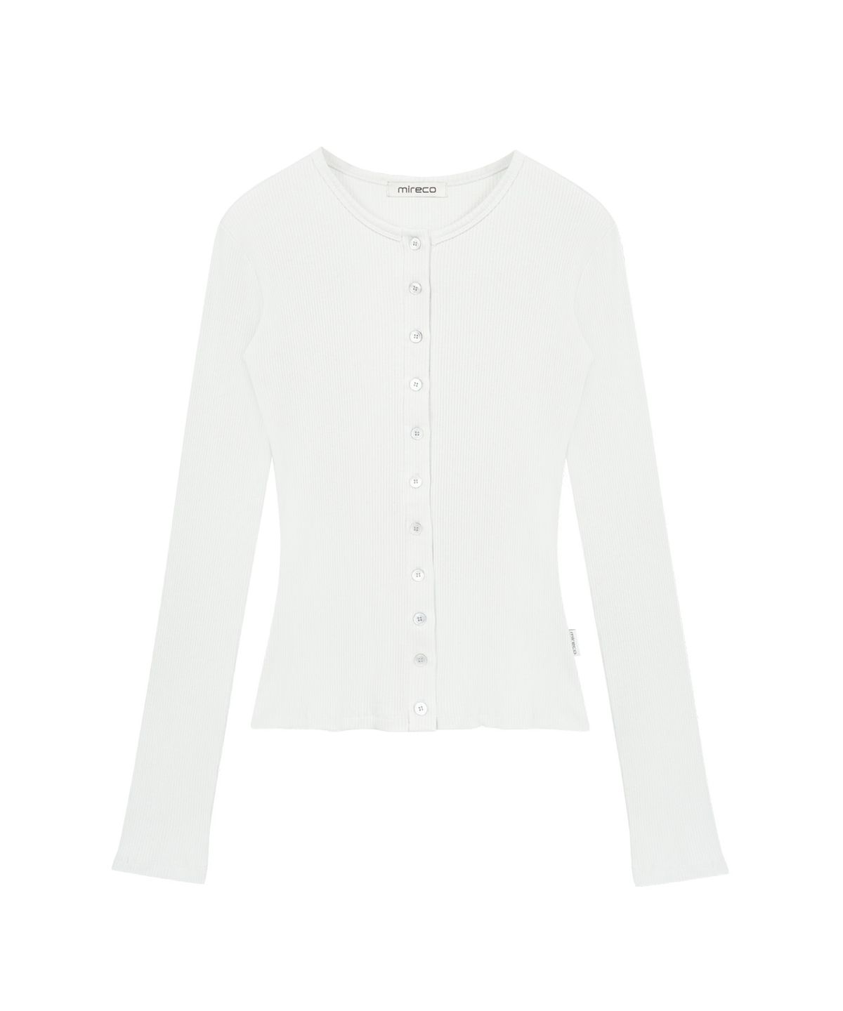 미레코(MIRECO) BUTTON RIBBED CARDIGAN DUSTY WHITE