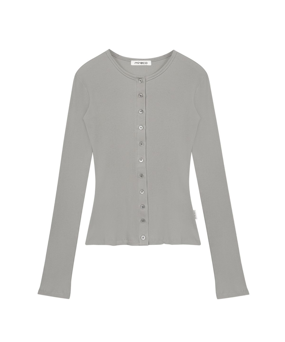 미레코(MIRECO) BUTTON RIBBED CARDIGAN ASH GREY