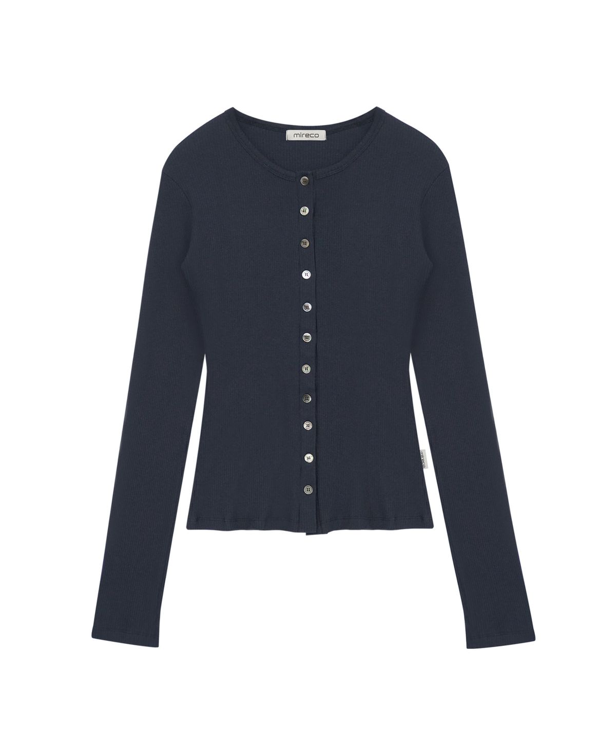 미레코(MIRECO) BUTTON RIBBED CARDIGAN NAVY