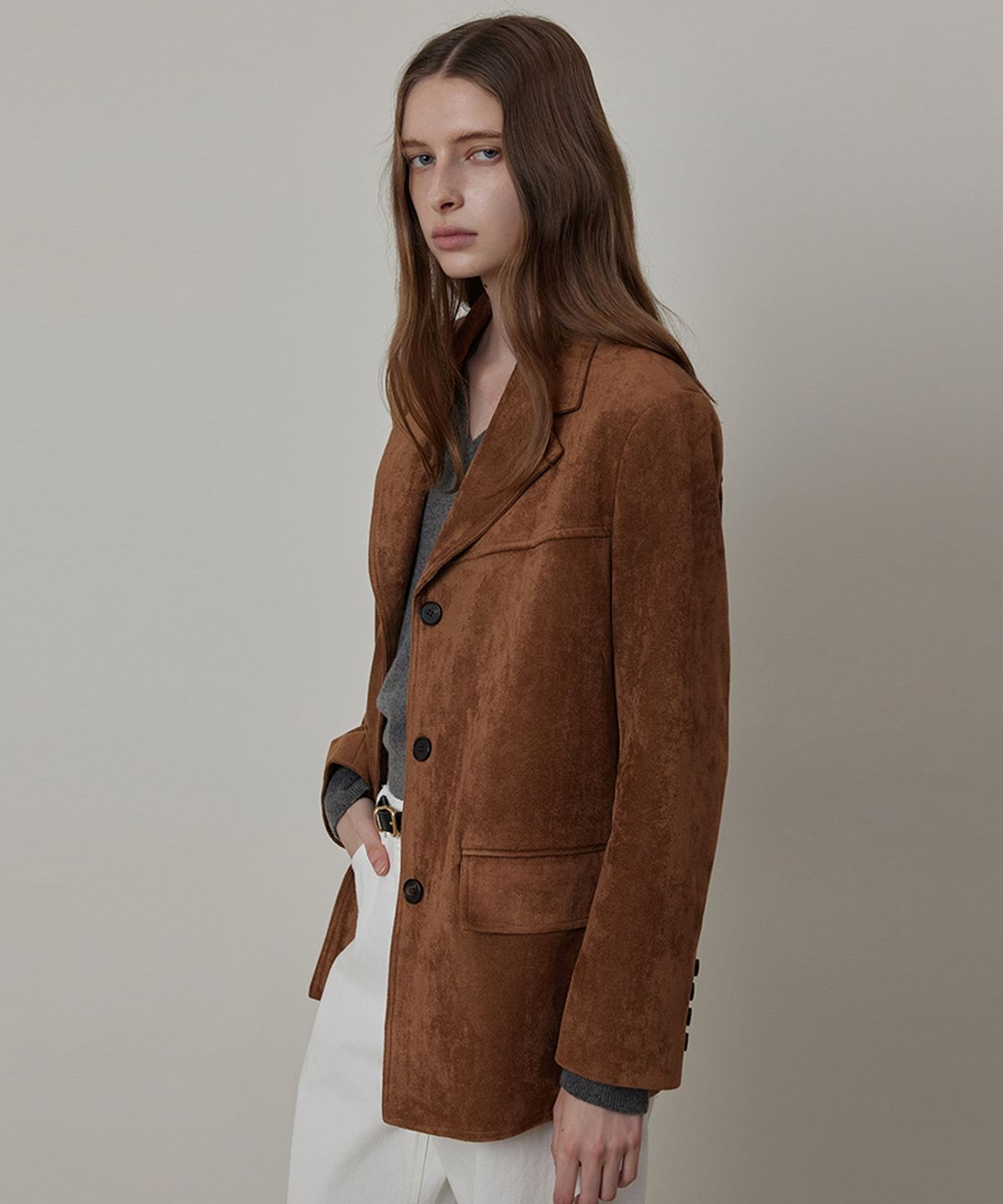 퀸스래빗(Q'SRB) Suede Standard Fit Single Jacket