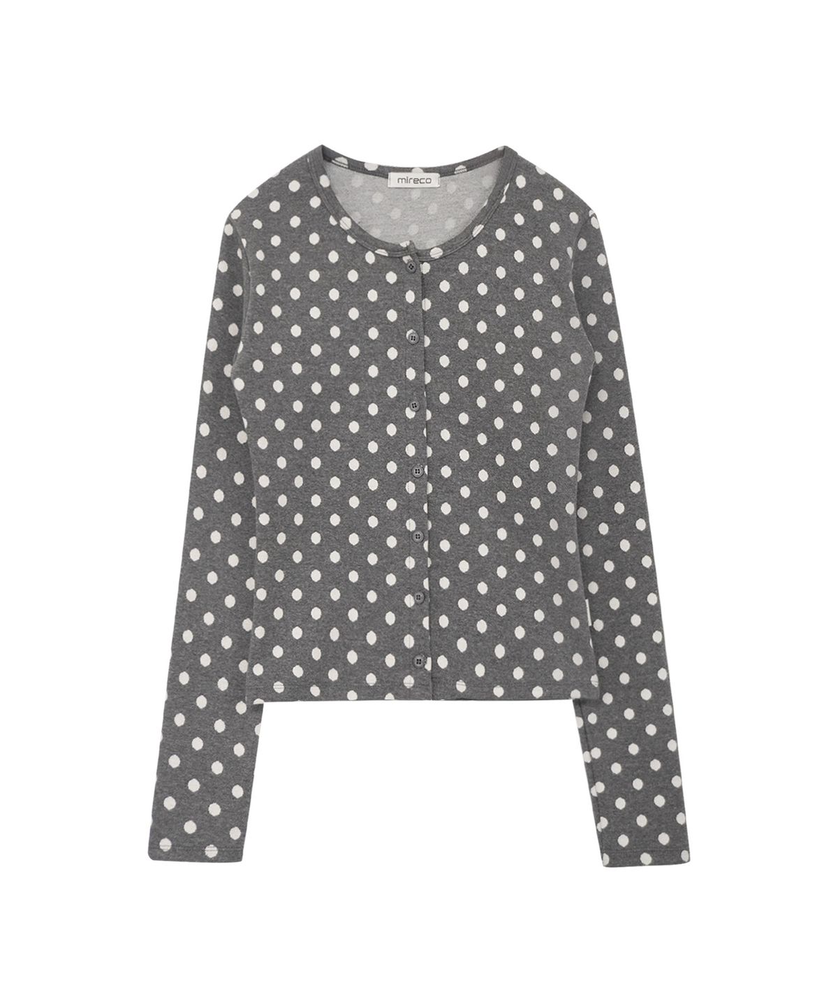 미레코(MIRECO) SOFT DOT JACQUARD CARDIGAN GREY