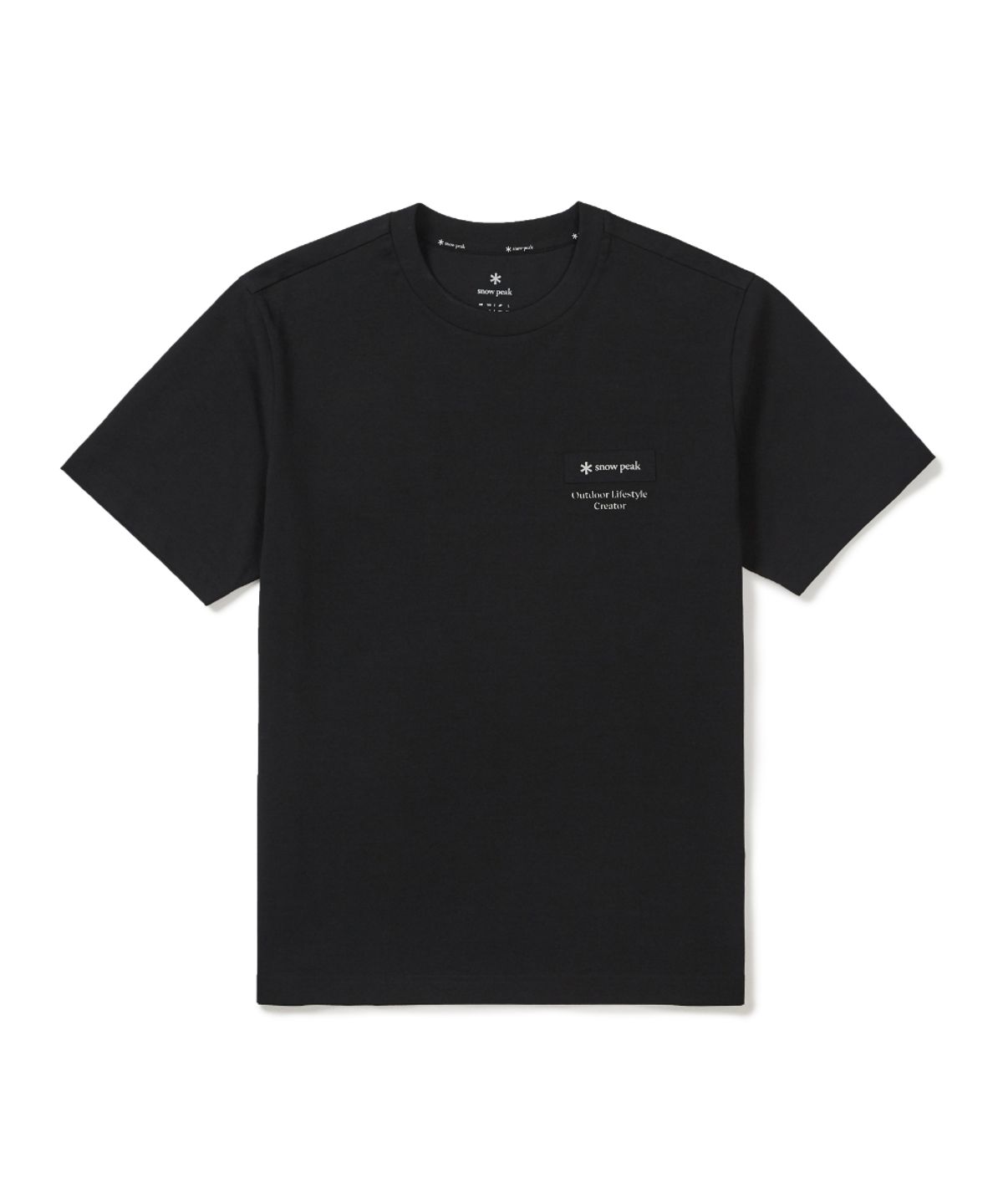 스노우피크 어패럴(SNOWPEAK APPAREL) 에어로쿨 우븐 패치 반팔 티셔츠 (S26MUFTS24) Black
