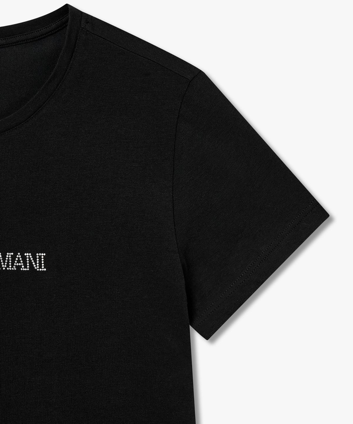 엠포리오 아르마니 언더웨어(EMPORIO ARMANI UNDERWEAR) 여성 라인스톤 로고 라운지 티셔츠_블랙 0826134502