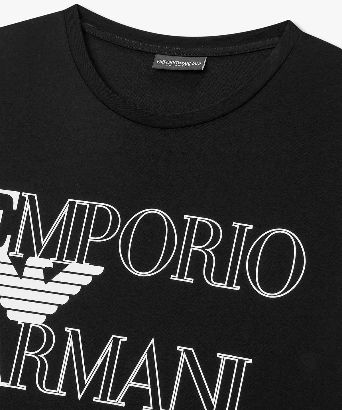 엠포리오 아르마니 언더웨어(EMPORIO ARMANI UNDERWEAR) 남성 아웃라인 로고 라운지 티셔츠_블랙 0816134055
