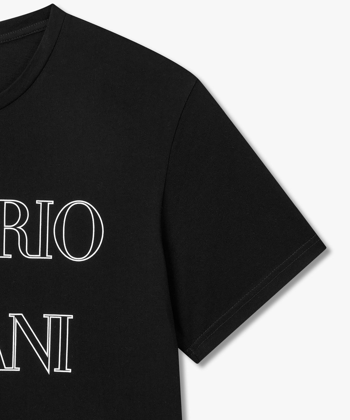 엠포리오 아르마니 언더웨어(EMPORIO ARMANI UNDERWEAR) 남성 아웃라인 로고 라운지 티셔츠_블랙 0816134055