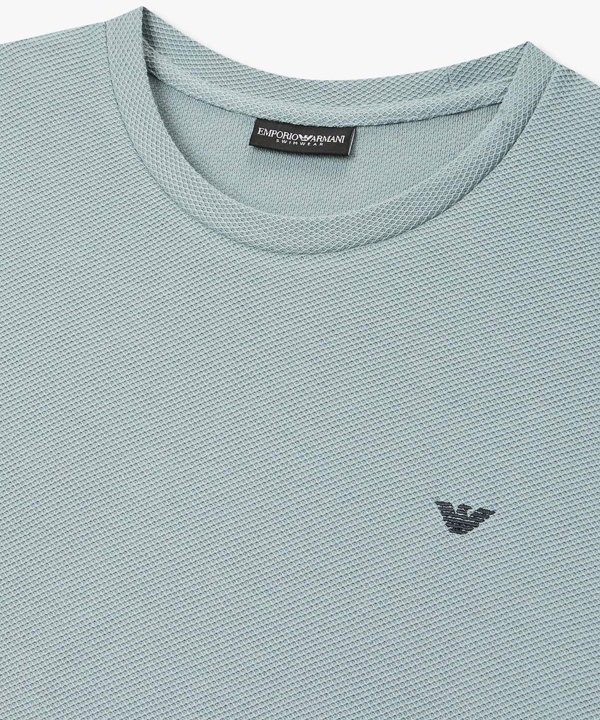 엠포리오 아르마니 언더웨어(EMPORIO ARMANI UNDERWEAR) 남성 로고 텍스처드 라운지 티셔츠_터콰이즈 0816134051
