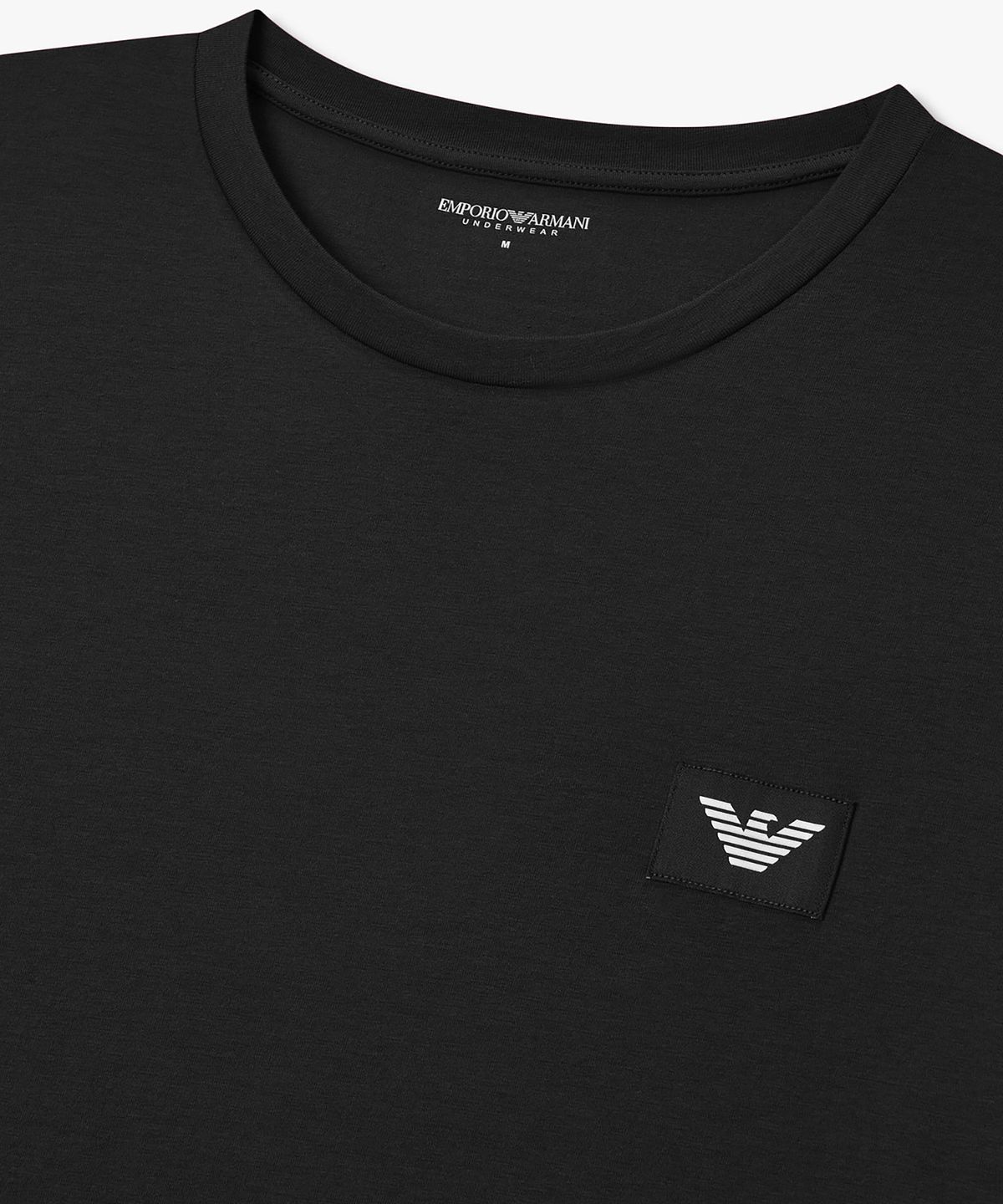 엠포리오 아르마니 언더웨어(EMPORIO ARMANI UNDERWEAR) 남성 이글 로고 패치 라운지 티셔츠_블랙 0816134022