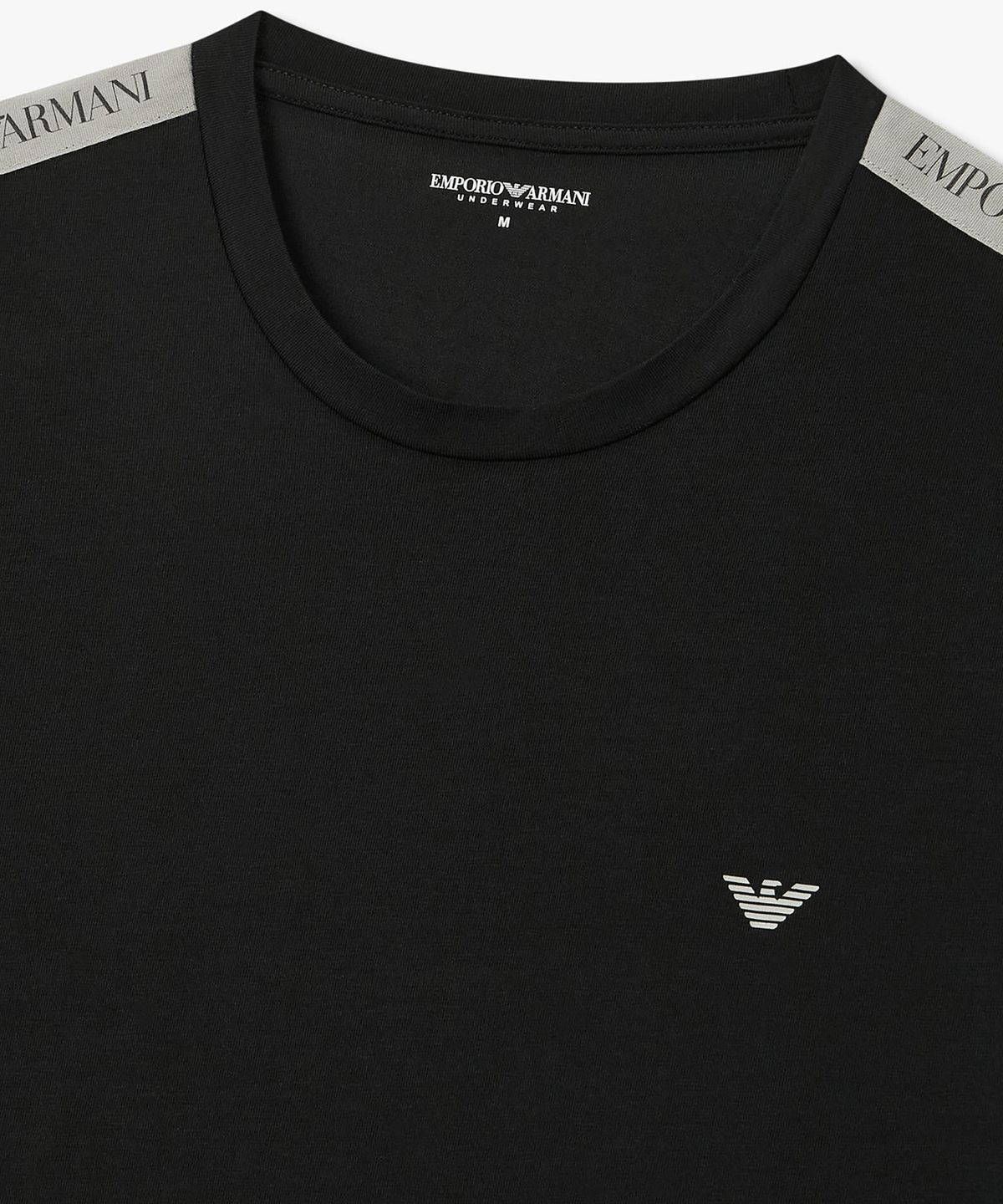 엠포리오 아르마니 언더웨어(EMPORIO ARMANI UNDERWEAR) 남성 로고 패치 숏 슬리브 라운지 티셔츠_블랙 0816134043