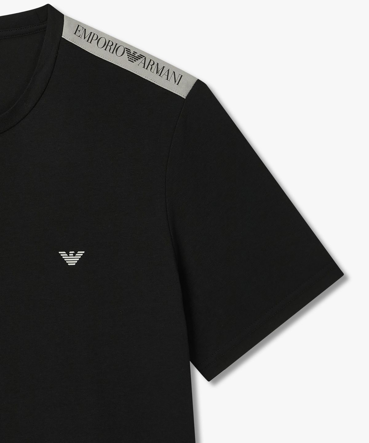 엠포리오 아르마니 언더웨어(EMPORIO ARMANI UNDERWEAR) 남성 로고 패치 숏 슬리브 라운지 티셔츠_블랙 0816134043
