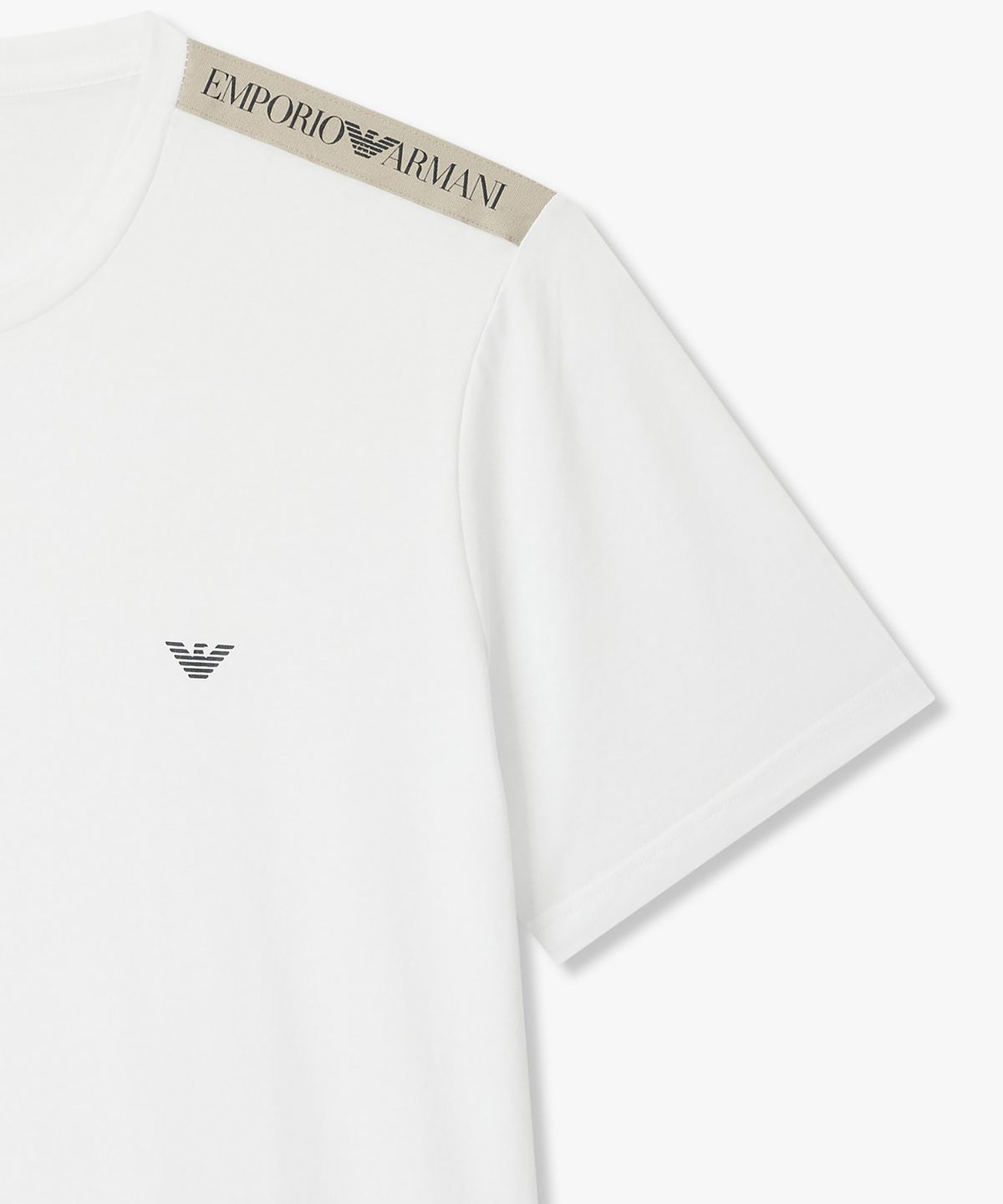 엠포리오 아르마니 언더웨어(EMPORIO ARMANI UNDERWEAR) 남성 로고 패치 숏 슬리브 라운지 티셔츠_화이트 0816134042