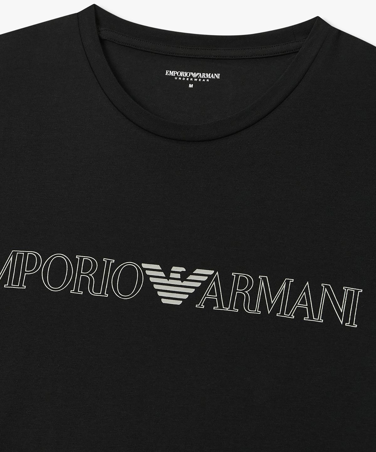 엠포리오 아르마니 언더웨어(EMPORIO ARMANI UNDERWEAR) 남성 빅 로고 스트레치 라운지 티셔츠_블랙 0816134026