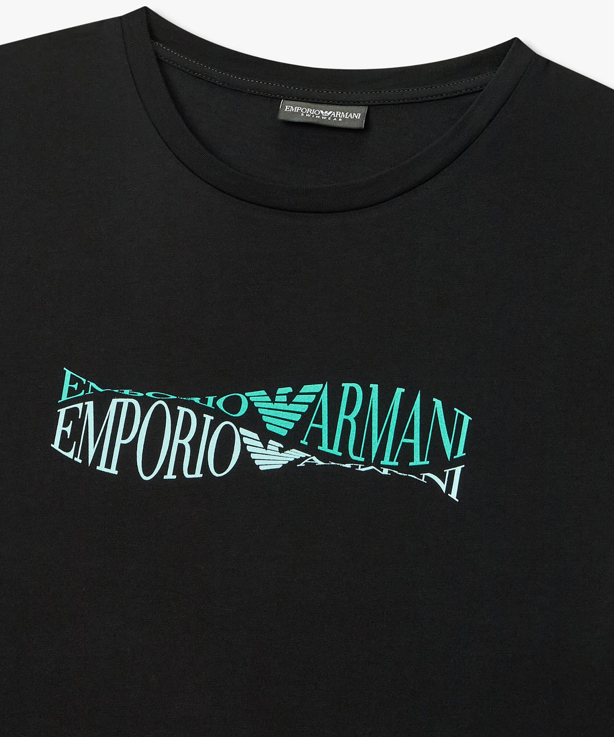 엠포리오 아르마니 언더웨어(EMPORIO ARMANI UNDERWEAR) 남성 배색 로고 프린트 라운지 티셔츠_블랙 0816134060