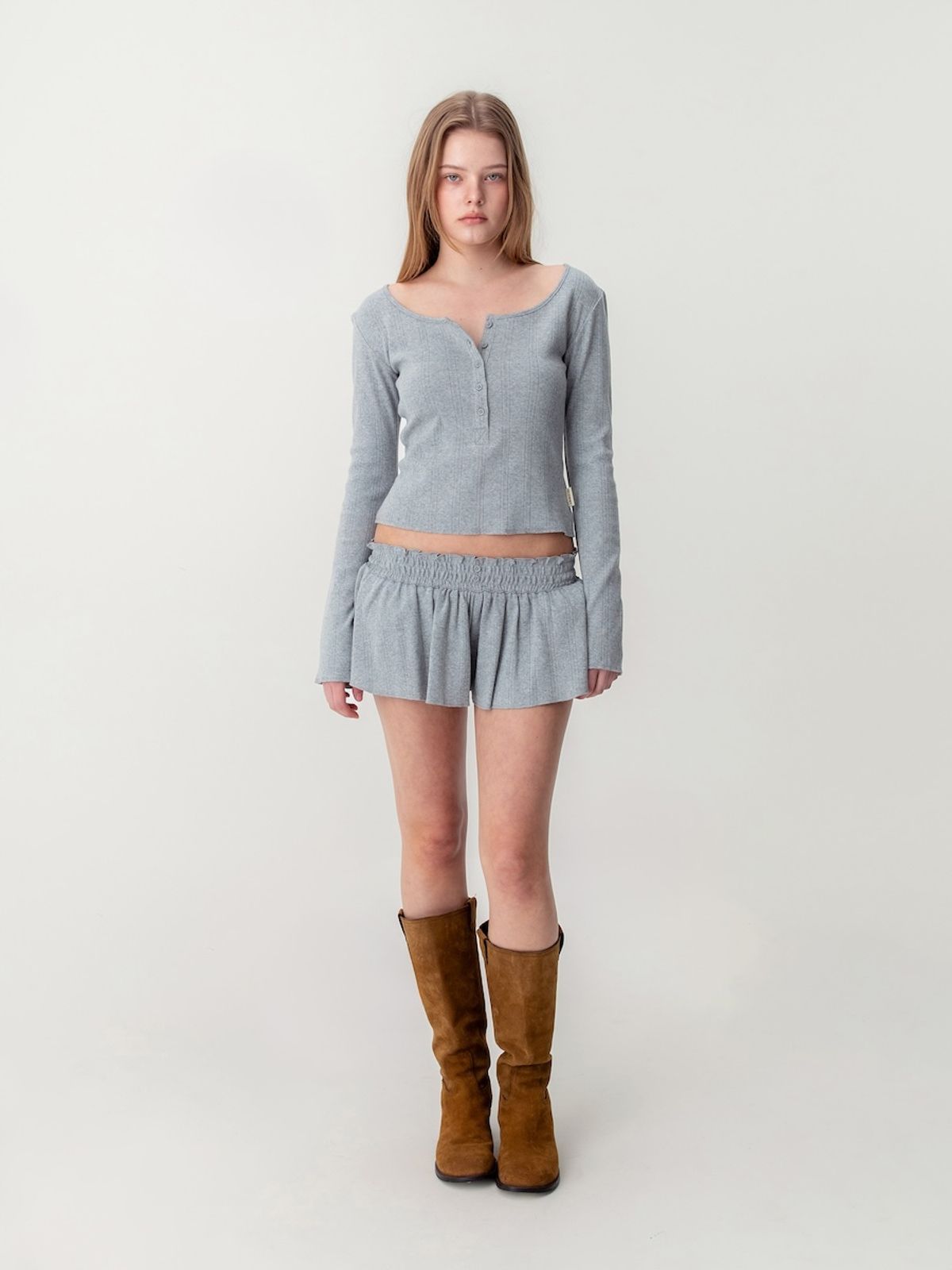 글로니(GLOWNY) HONEY EYELET SHORTS (GRAY)