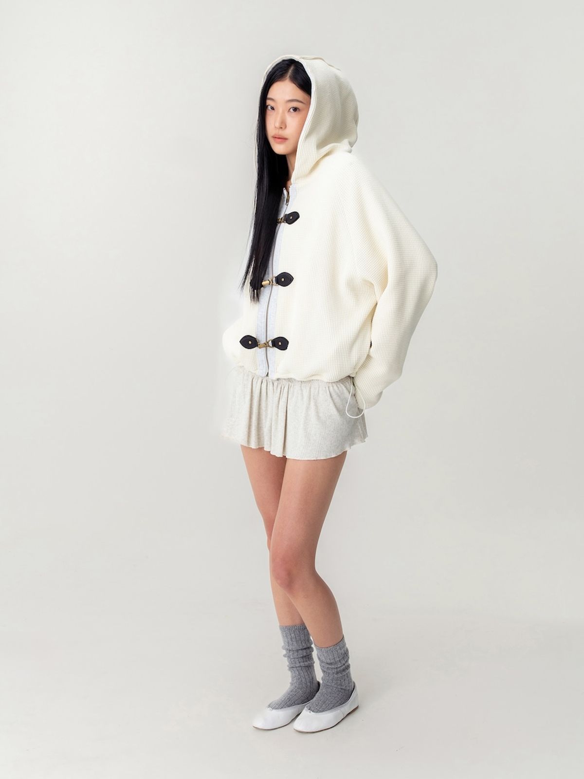 글로니(GLOWNY) HONEY EYELET SHORTS (MELANGE GRAY)