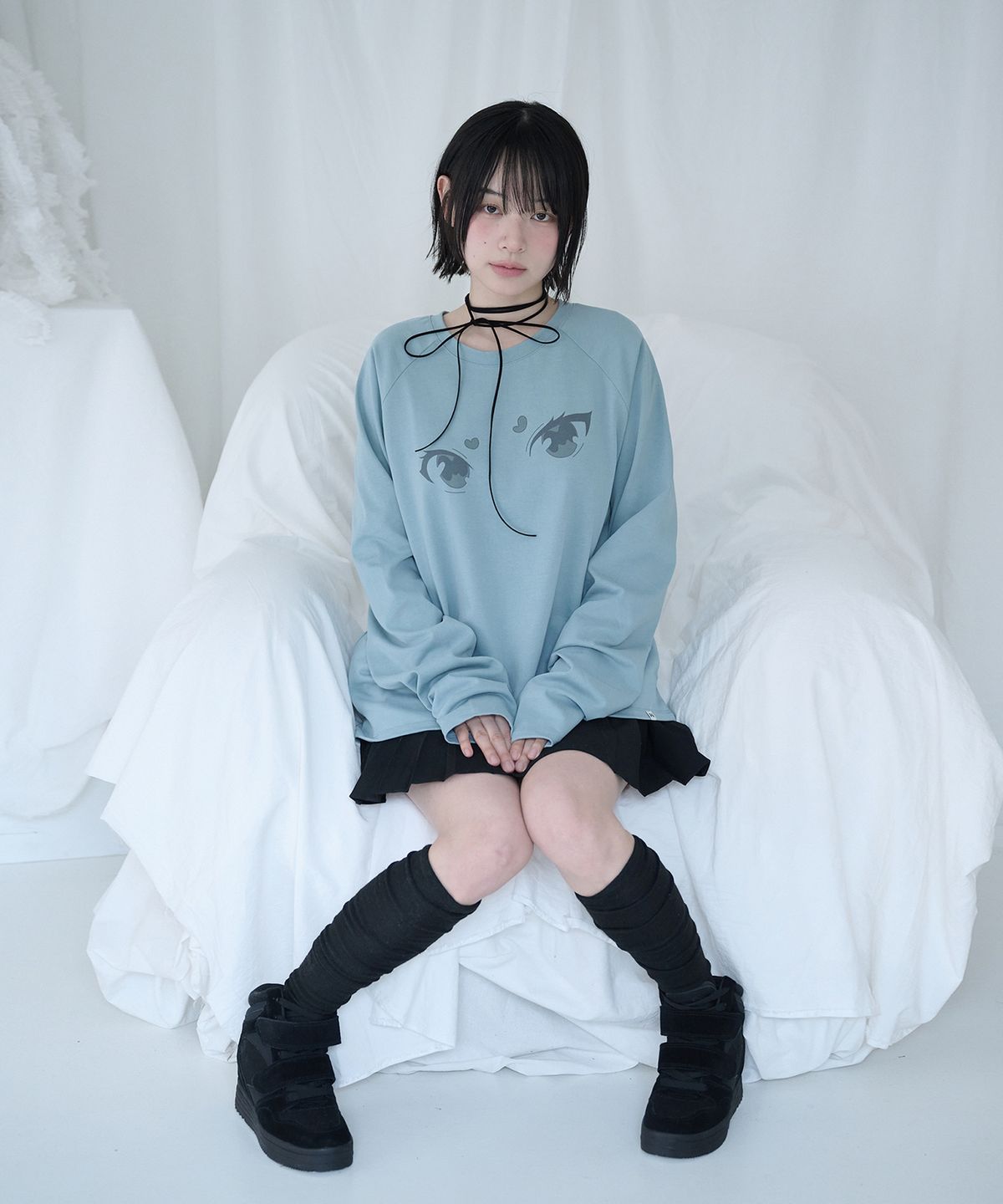 미레코(MIRECO) MIRE EYES RAGLAN T DUSTY BLUE