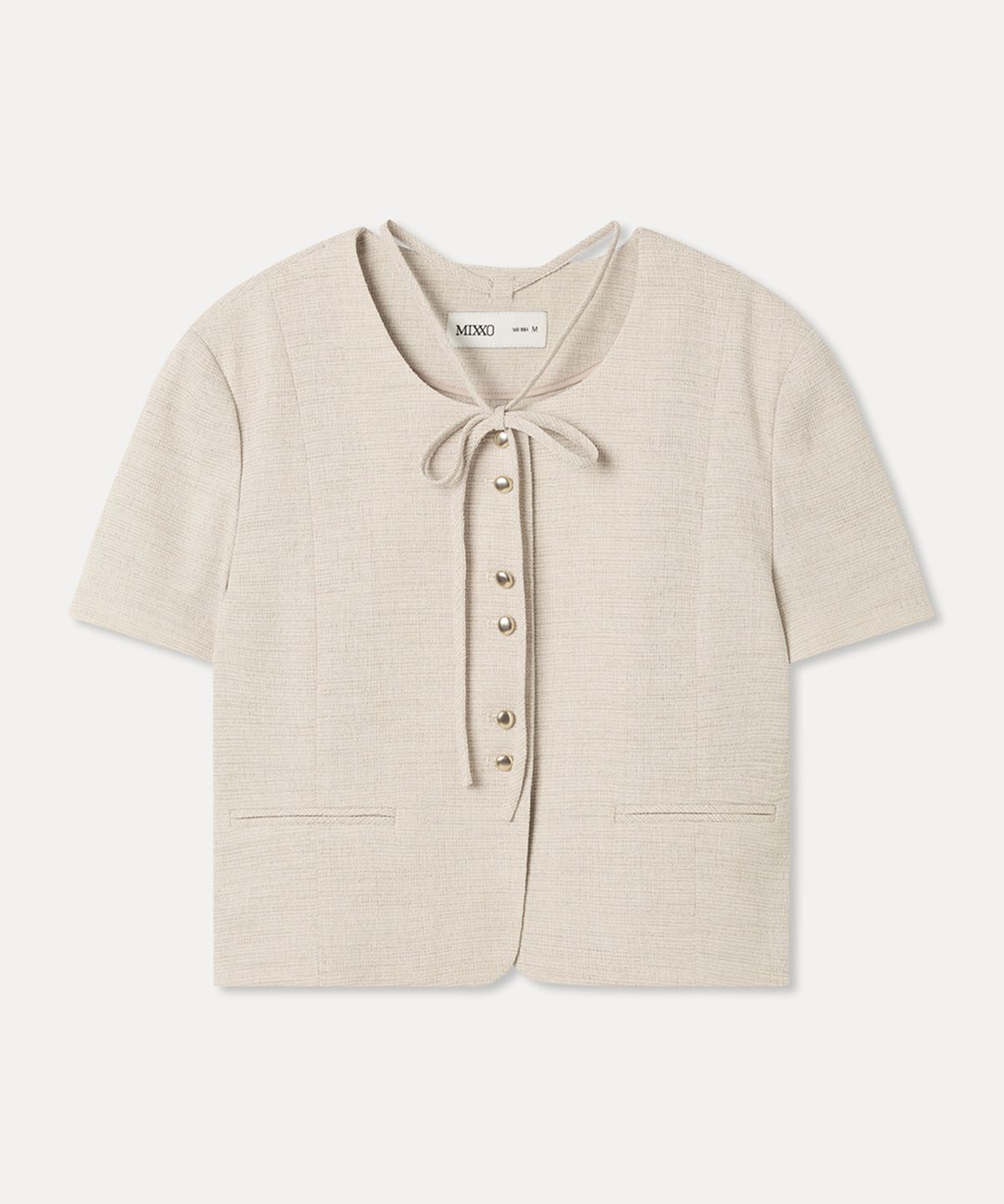 미쏘(MIXXO) 트위드 버튼 반팔자켓_MIWJKG55PB