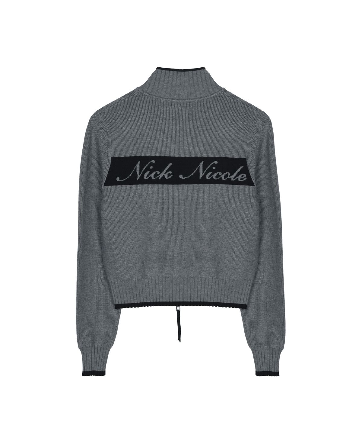 닉앤니콜(NICK&NICOLE) JAQUARD ZIP UP KNIT CARDIGAN_CHARCOAL