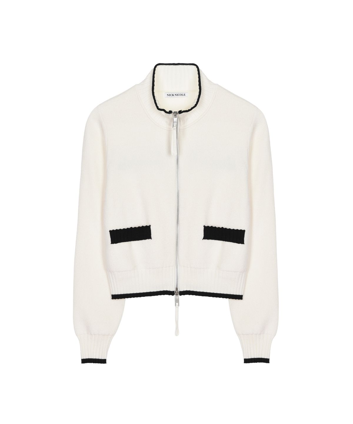 닉앤니콜(NICK&NICOLE) JAQUARD ZIP UP KNIT CARDIGAN_CREAM