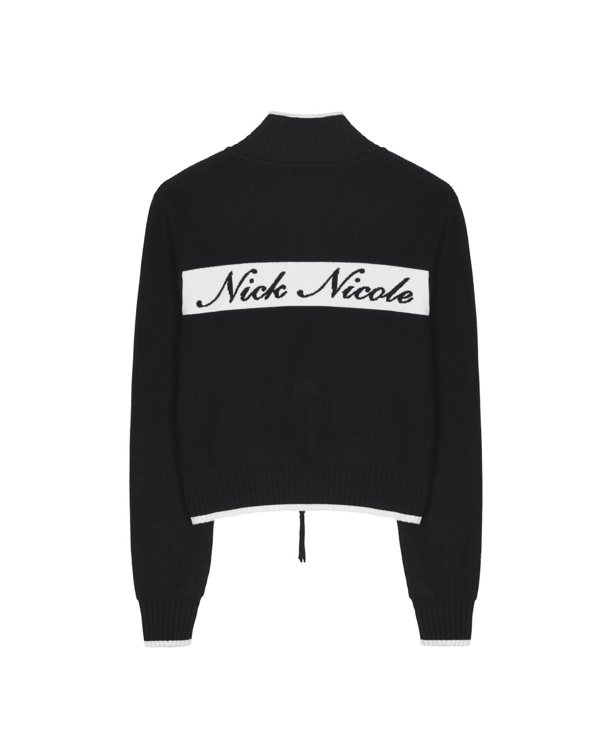 닉앤니콜(NICK&NICOLE) JAQUARD ZIP UP KNIT CARDIGAN_BLACK