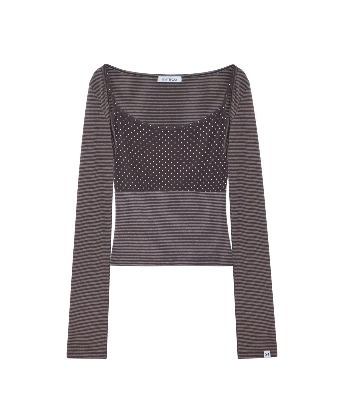 미레코(MIRECO) MIXED PATTERN CAMI & BOLERO SET BROWN
