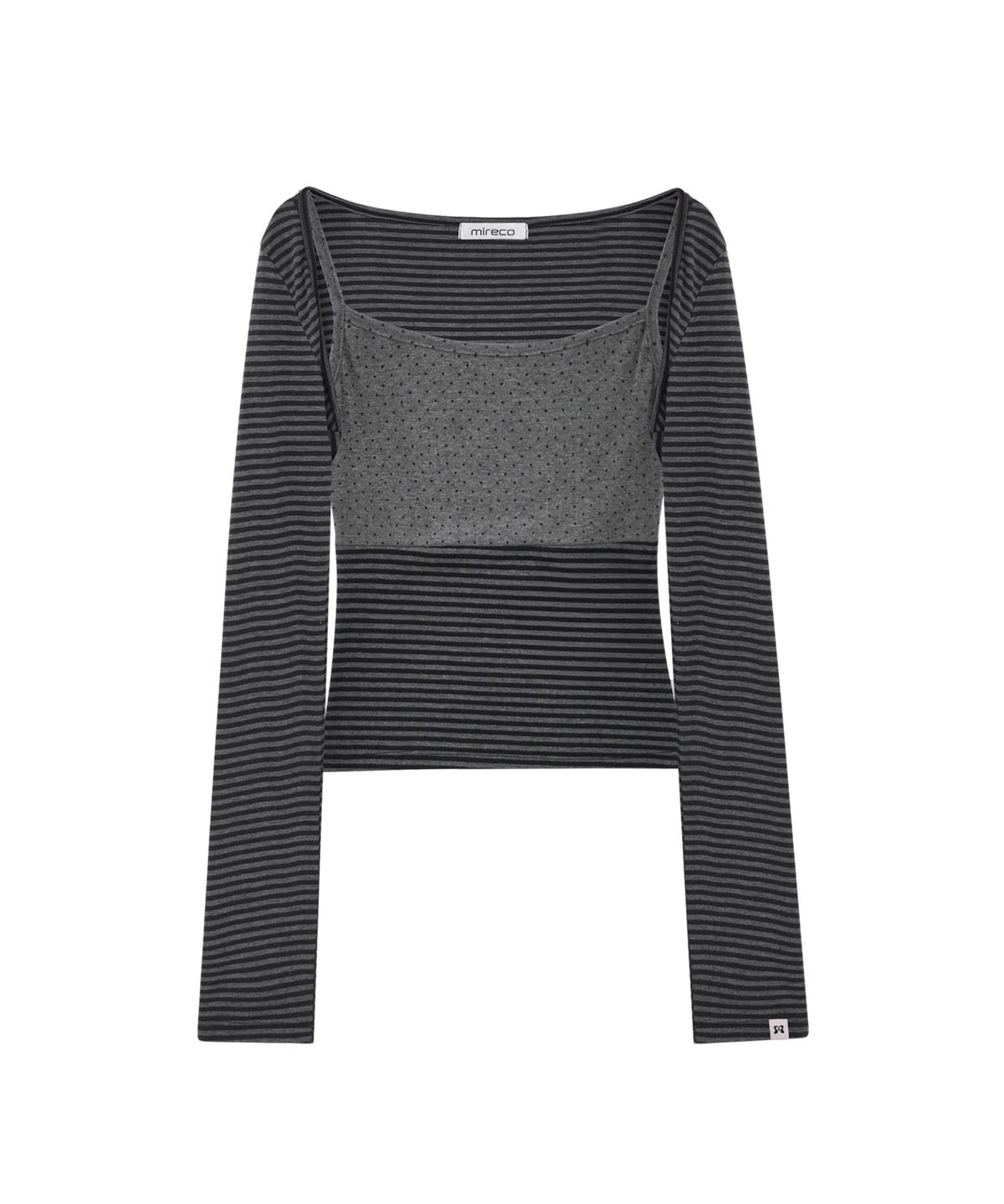 미레코(MIRECO) MIXED PATTERN CAMI & BOLERO SET CHARCOAL