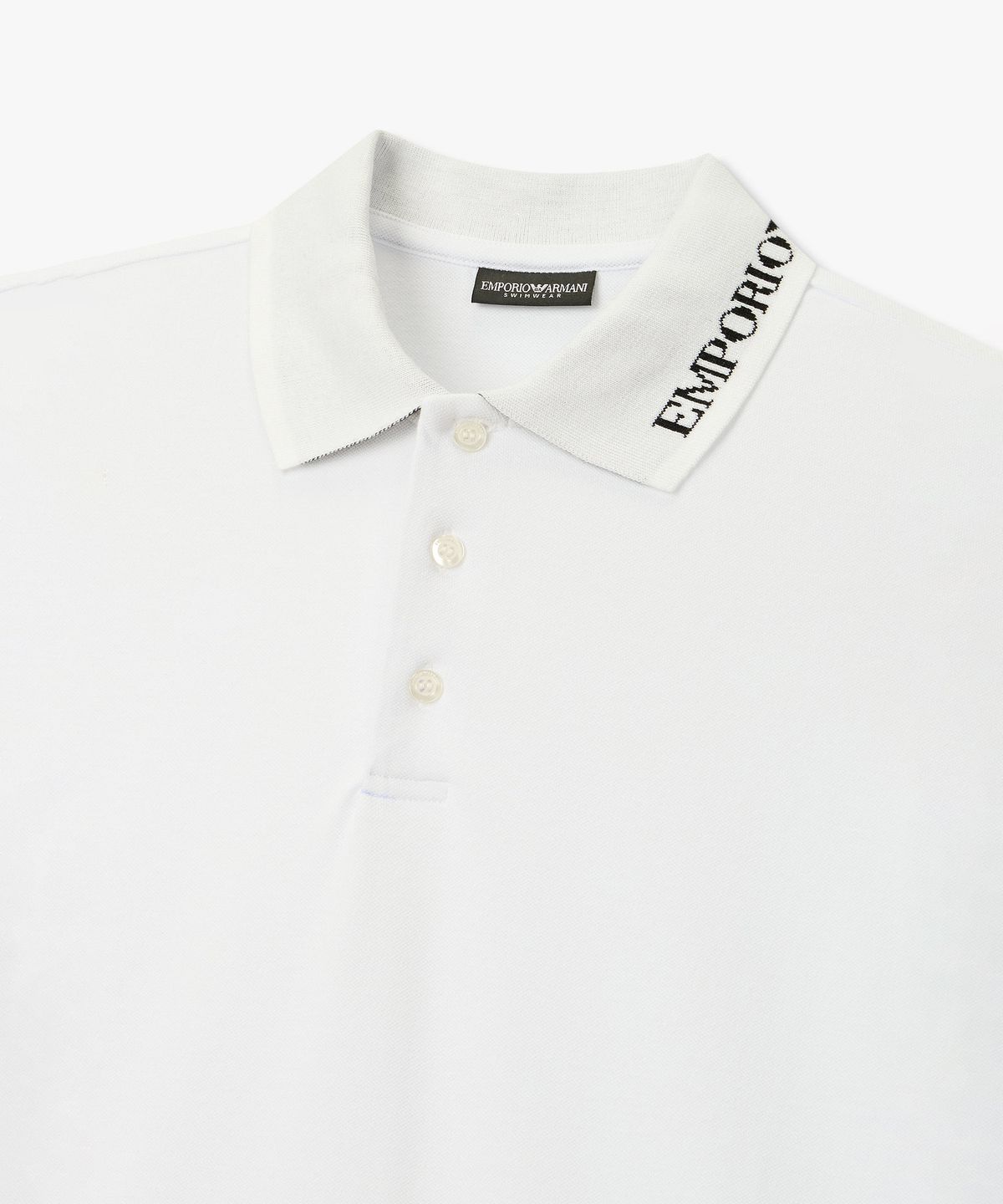 엠포리오 아르마니 언더웨어(EMPORIO ARMANI UNDERWEAR) 남성 자카드 로고 비치웨어 폴로 셔츠_화이트 0816115152