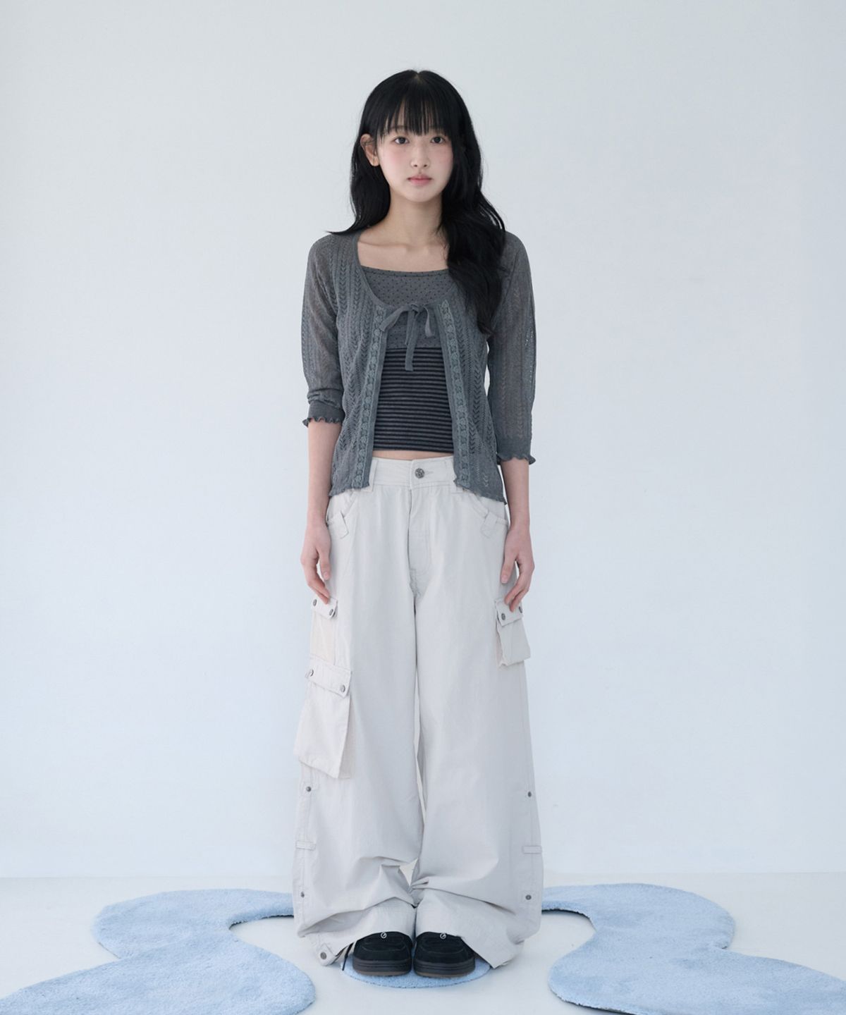 미레코(MIRECO) 3-WAY MESH POCKET CARGO PT IVORY